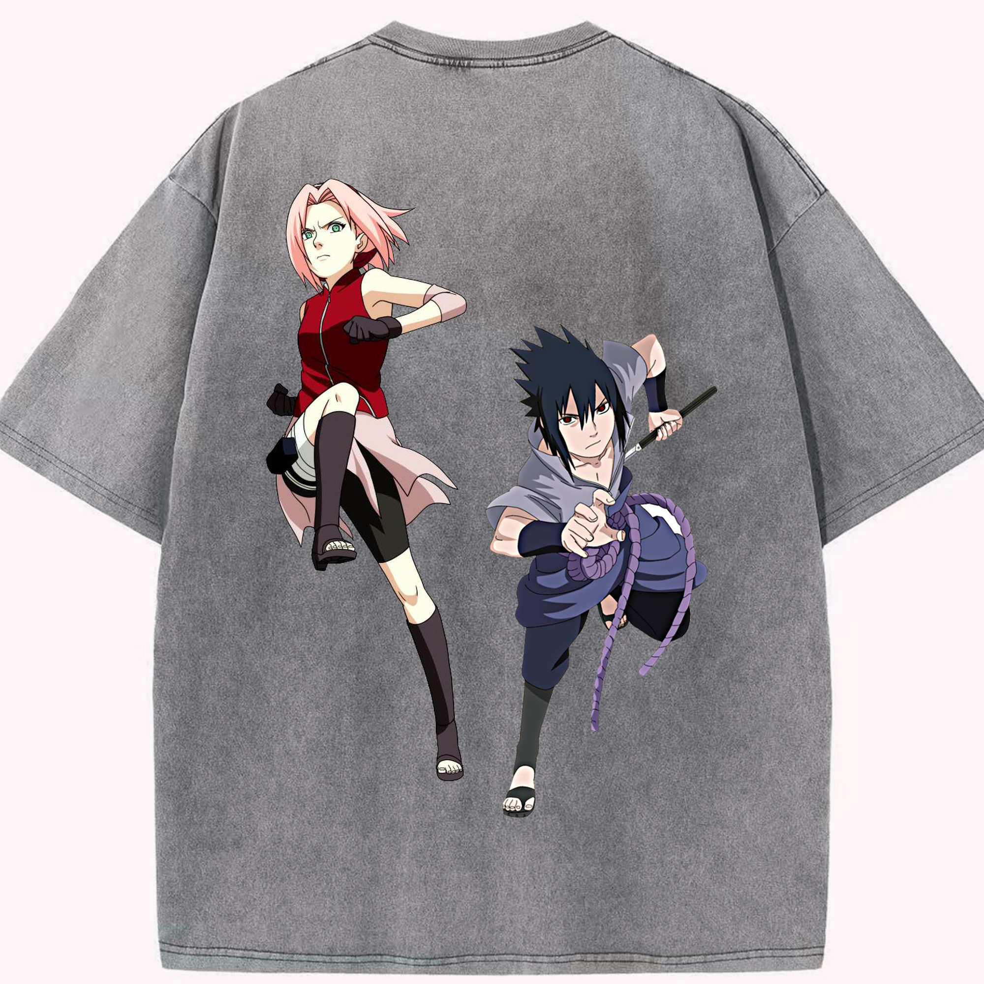 （画像用） NARUTO -ナルト- 春野サクラ Haruno Sakura 綿100% ヴィンテージ風 半袖Tシャツ（背面プリント）