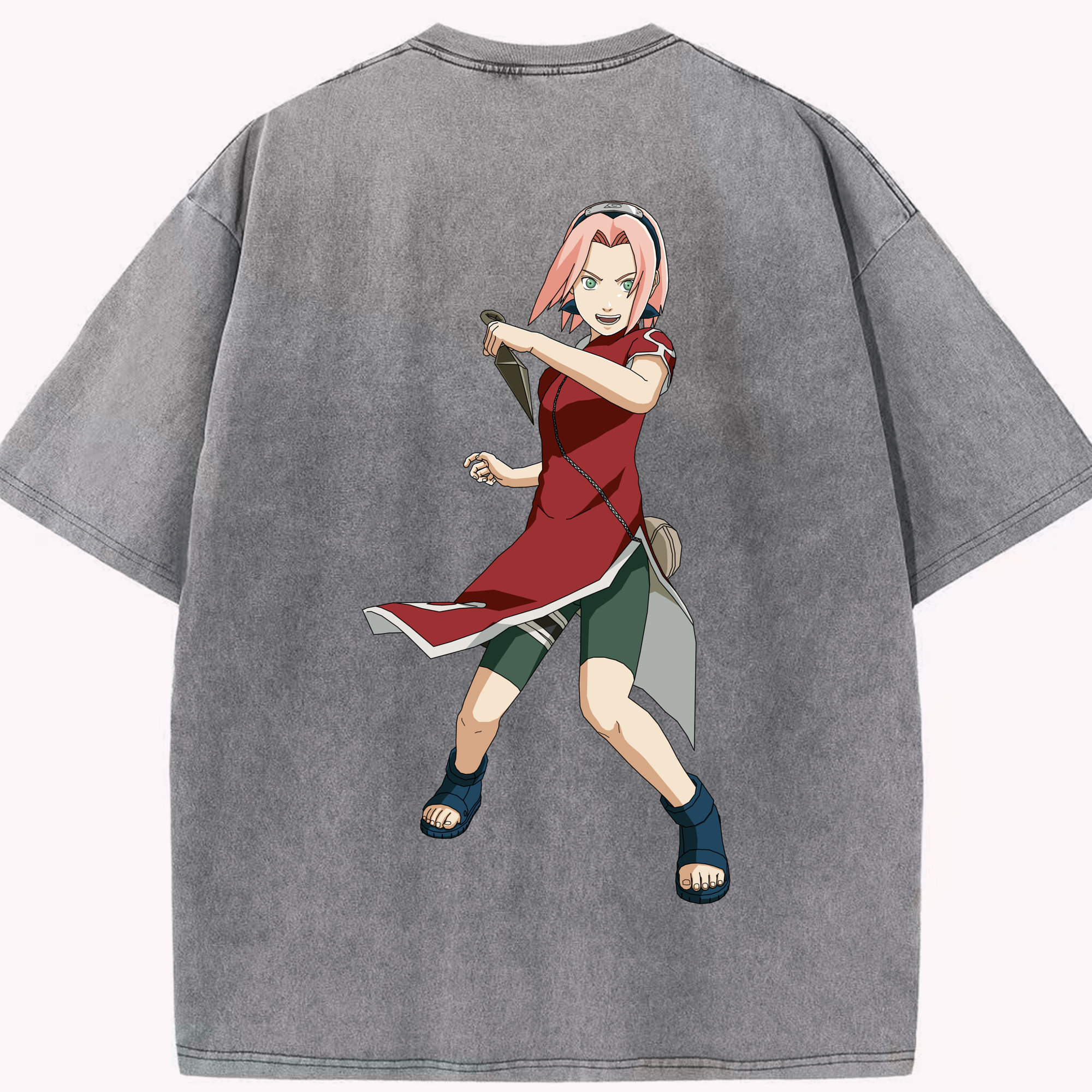 （画像用） NARUTO -ナルト- 春野サクラ Haruno Sakura 綿100% ヴィンテージ風 半袖Tシャツ（背面プリント）