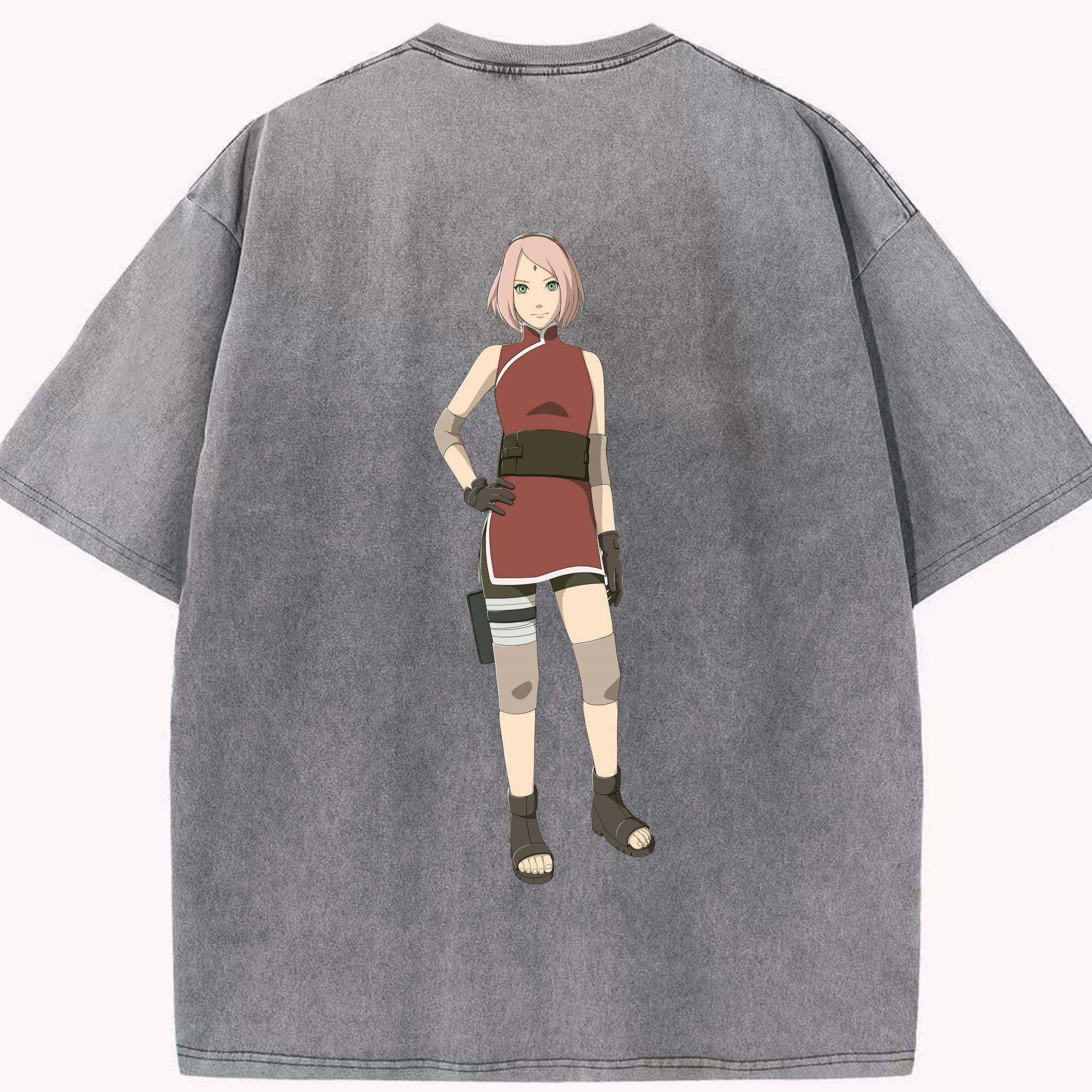 （画像用） NARUTO -ナルト- 春野サクラ Haruno Sakura 綿100% ヴィンテージ風 半袖Tシャツ（背面プリント）