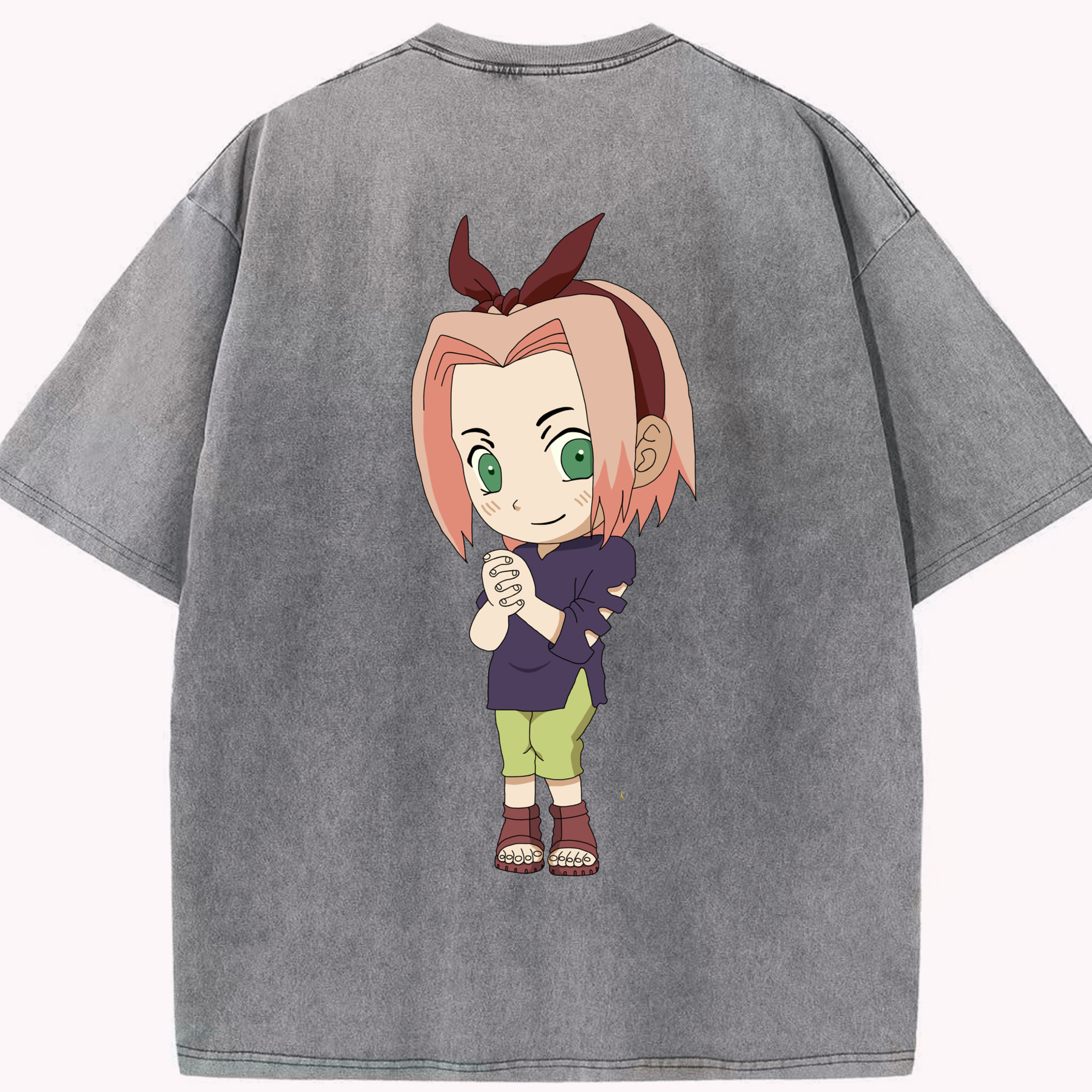 （画像用） NARUTO -ナルト- 春野サクラ Haruno Sakura 綿100% ヴィンテージ風 半袖Tシャツ（背面プリント）