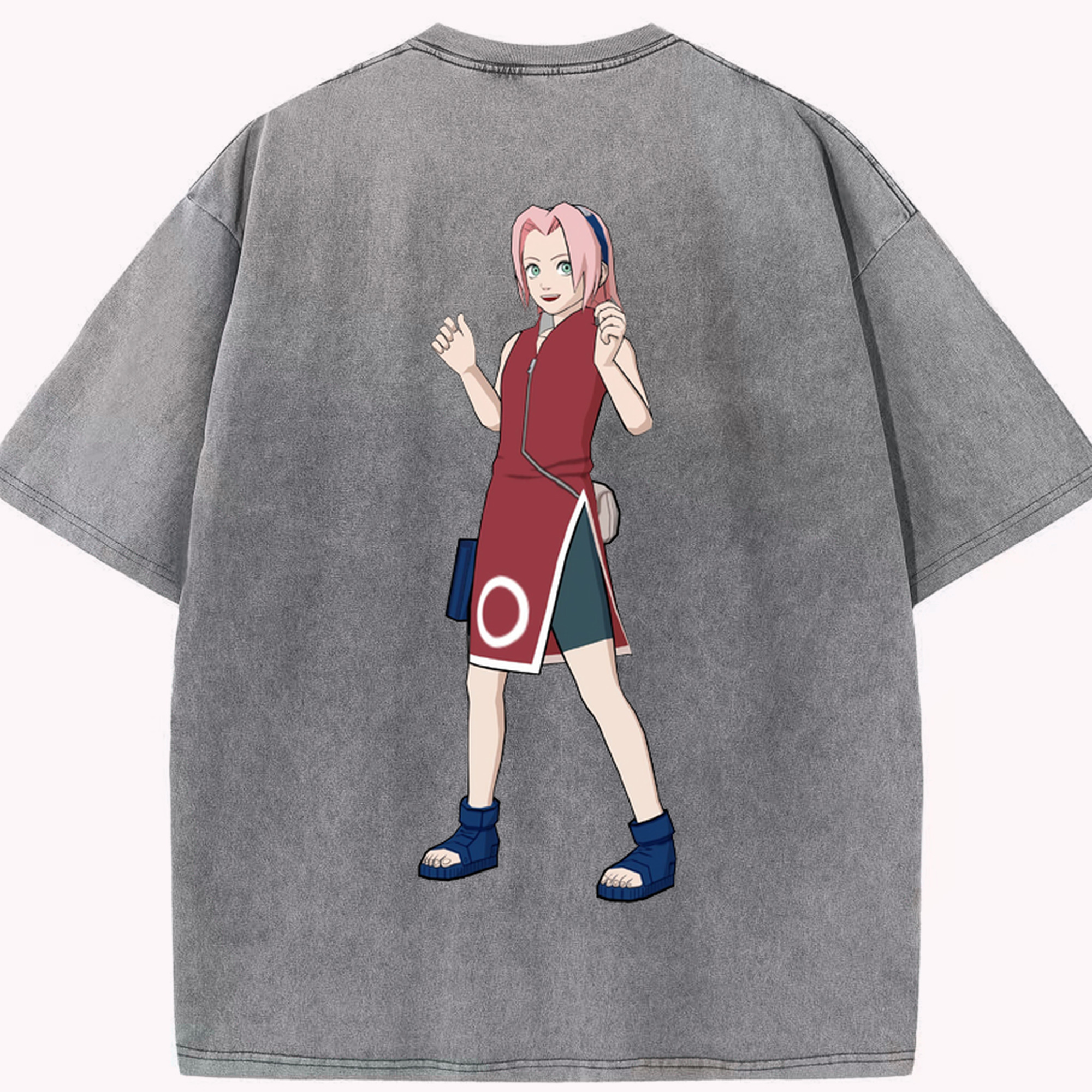 （画像用） NARUTO -ナルト- 春野サクラ Haruno Sakura 綿100% ヴィンテージ風 半袖Tシャツ（背面プリント）