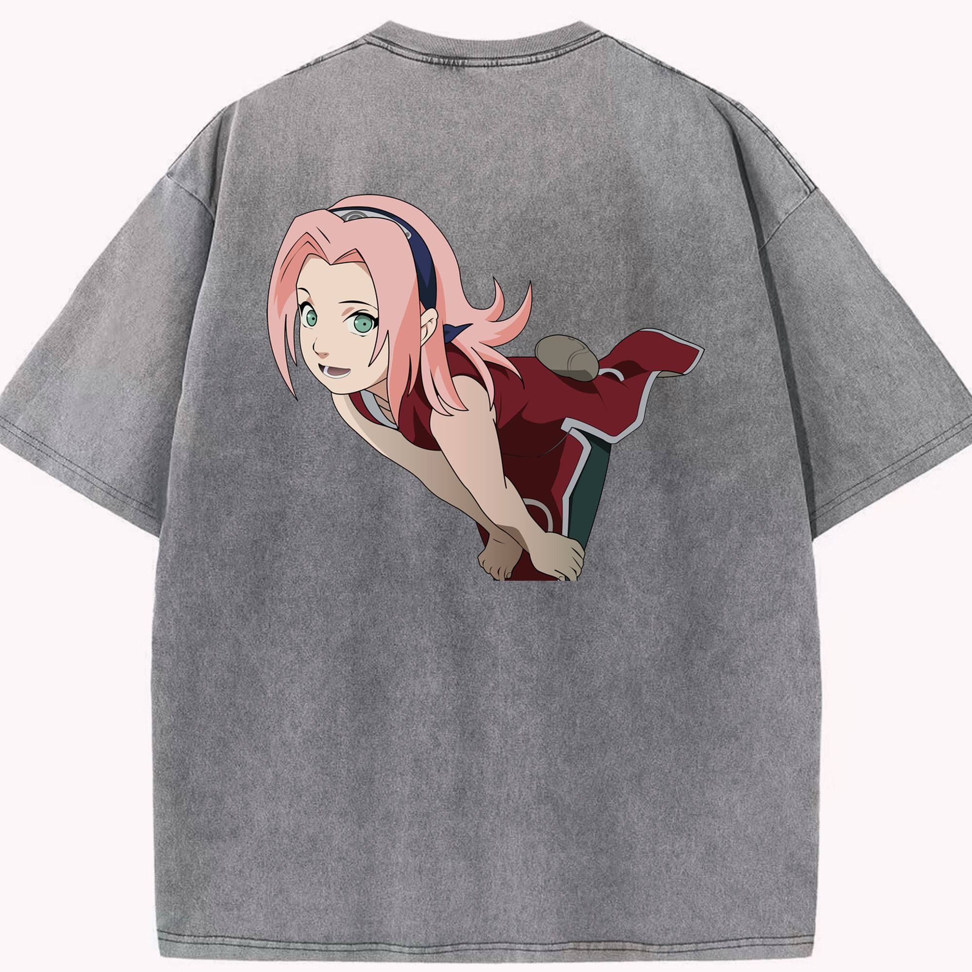 （画像用） NARUTO -ナルト- 春野サクラ Haruno Sakura 綿100% ヴィンテージ風 半袖Tシャツ（背面プリント）