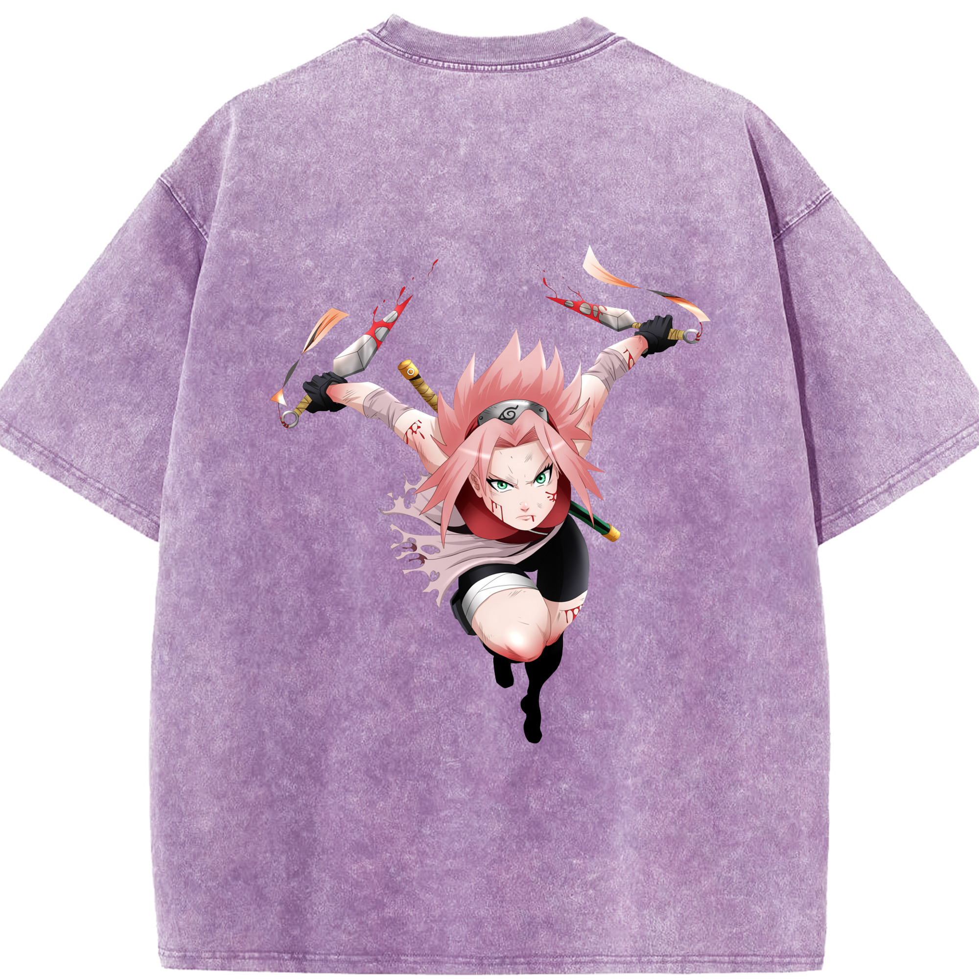 （画像用） NARUTO -ナルト- 春野サクラ Haruno Sakura 綿100% ヴィンテージ風 半袖Tシャツ（背面プリント）