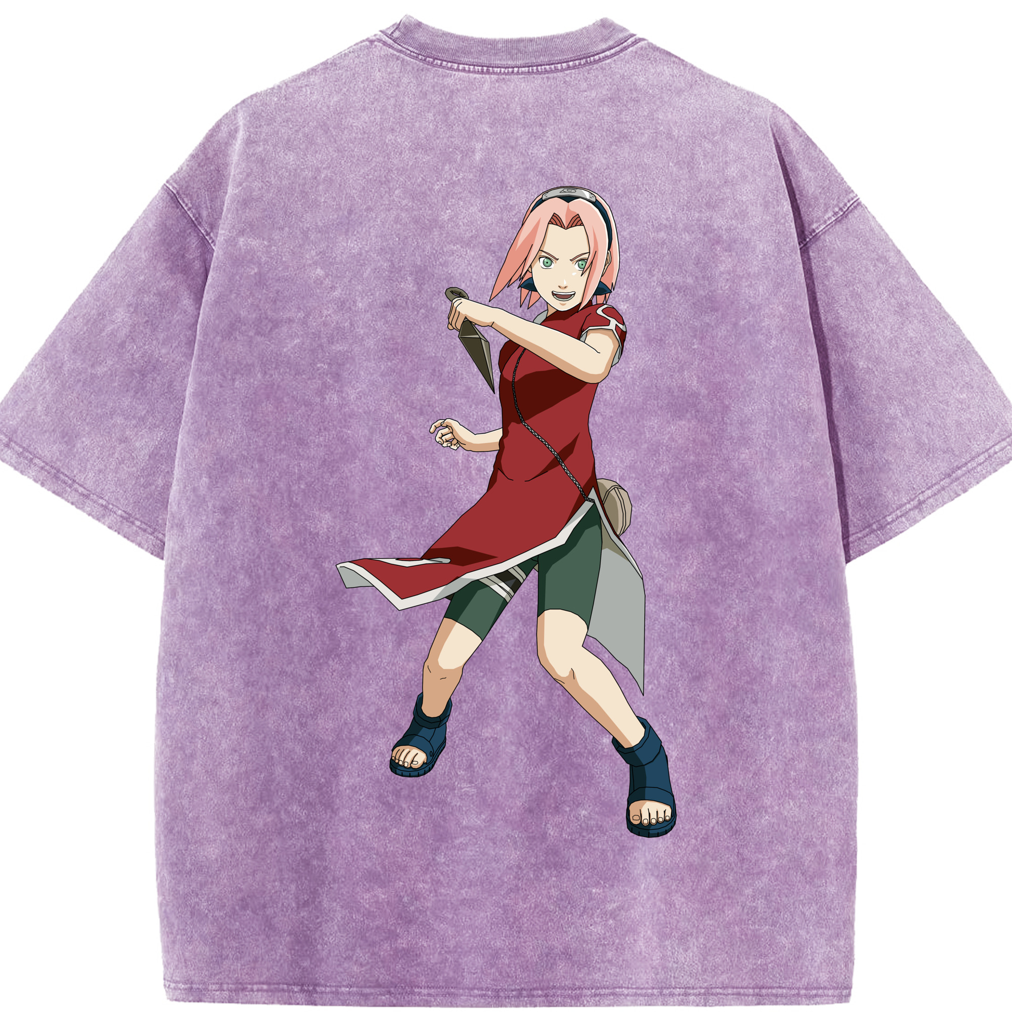 （画像用） NARUTO -ナルト- 春野サクラ Haruno Sakura 綿100% ヴィンテージ風 半袖Tシャツ（背面プリント）