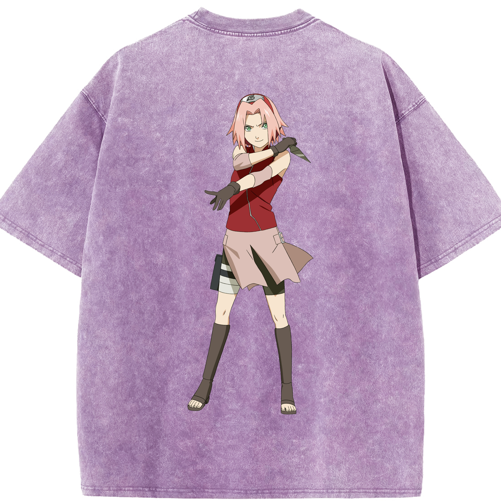 （画像用） NARUTO -ナルト- 春野サクラ Haruno Sakura 綿100% ヴィンテージ風 半袖Tシャツ（背面プリント）