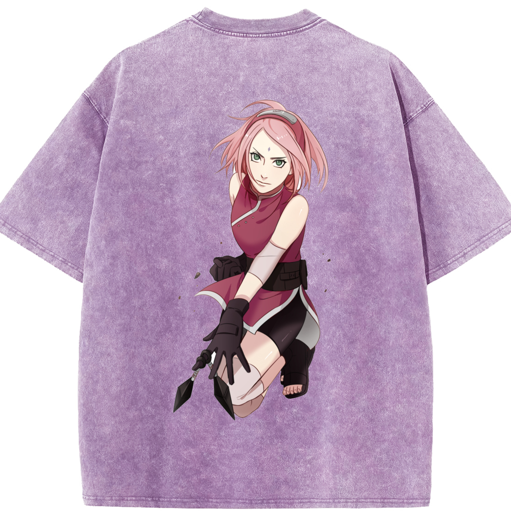 （画像用） NARUTO -ナルト- 春野サクラ Haruno Sakura 綿100% ヴィンテージ風 半袖Tシャツ（背面プリント）