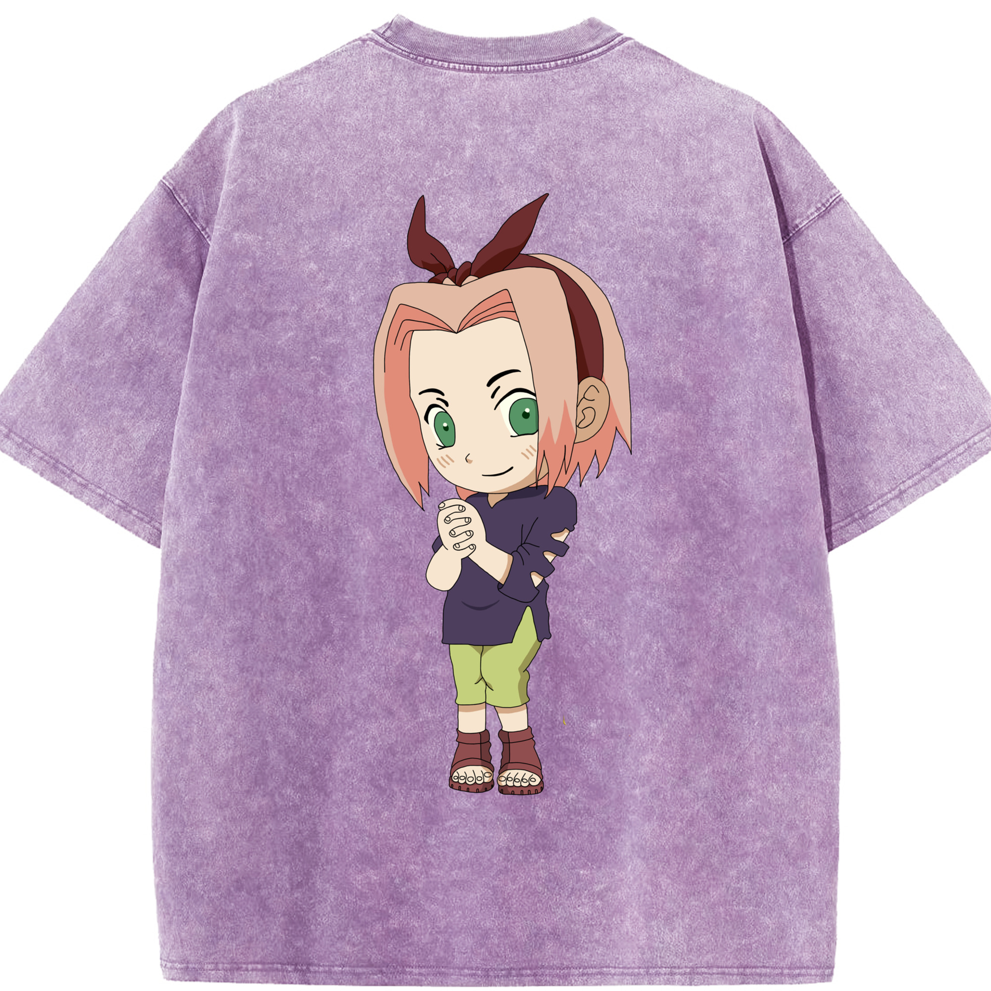 （画像用） NARUTO -ナルト- 春野サクラ Haruno Sakura 綿100% ヴィンテージ風 半袖Tシャツ（背面プリント）
