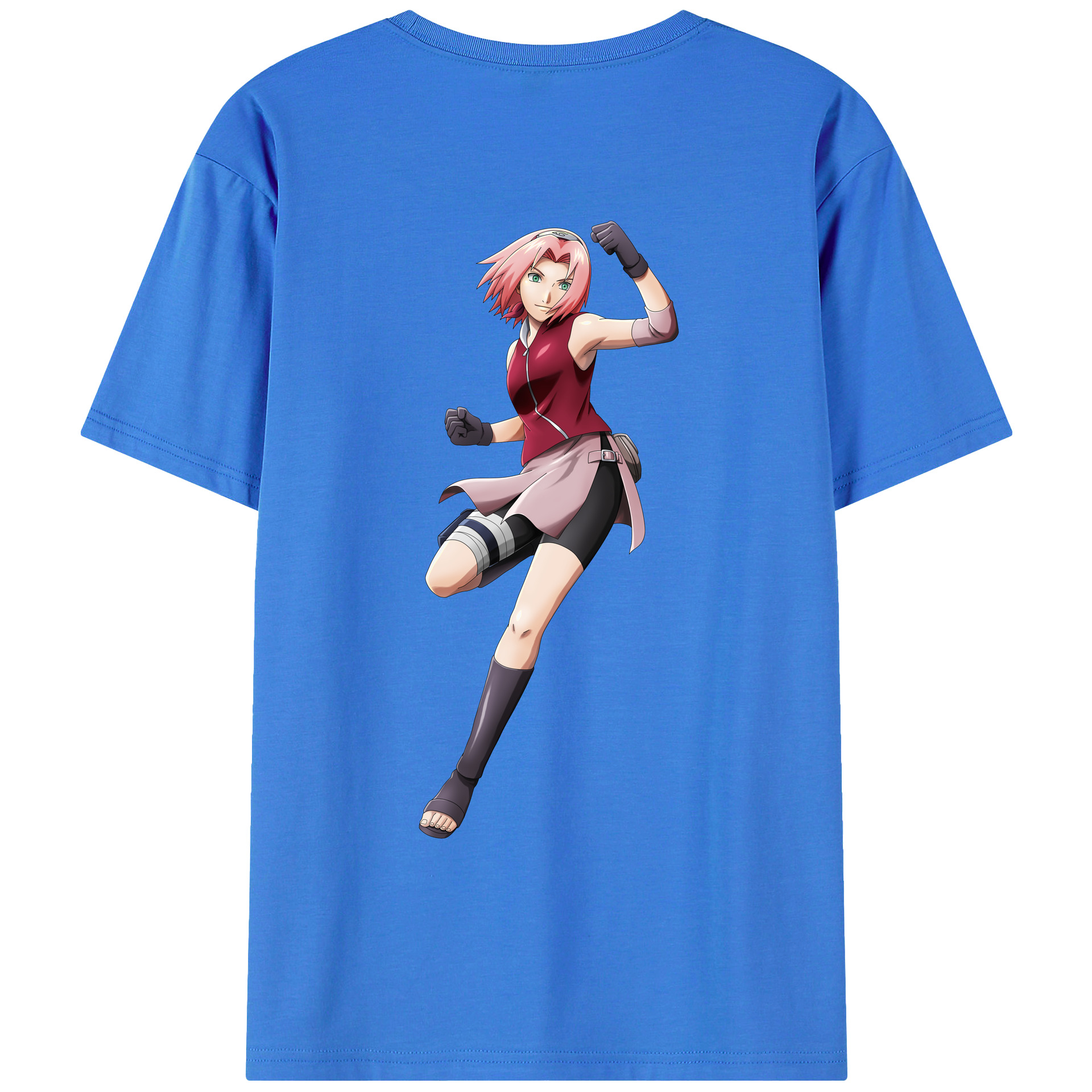 （画像用） NARUTO -ナルト- 春野サクラ Haruno Sakura 綿100％ メンズ半袖Tシャツ（バックプリント） 通気性