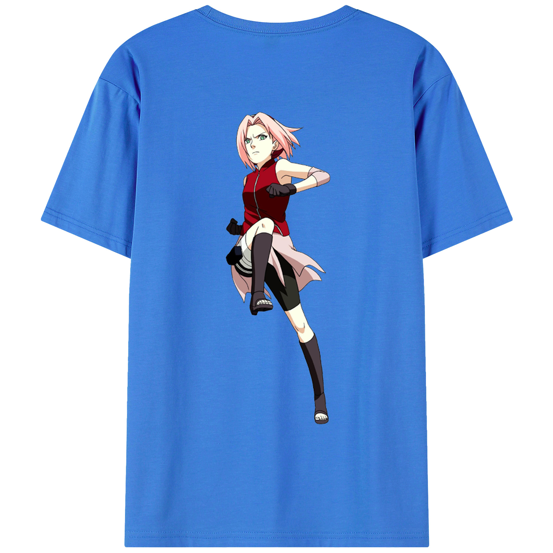 （画像用） NARUTO -ナルト- 春野サクラ Haruno Sakura 綿100％ メンズ半袖Tシャツ（バックプリント） 通気性