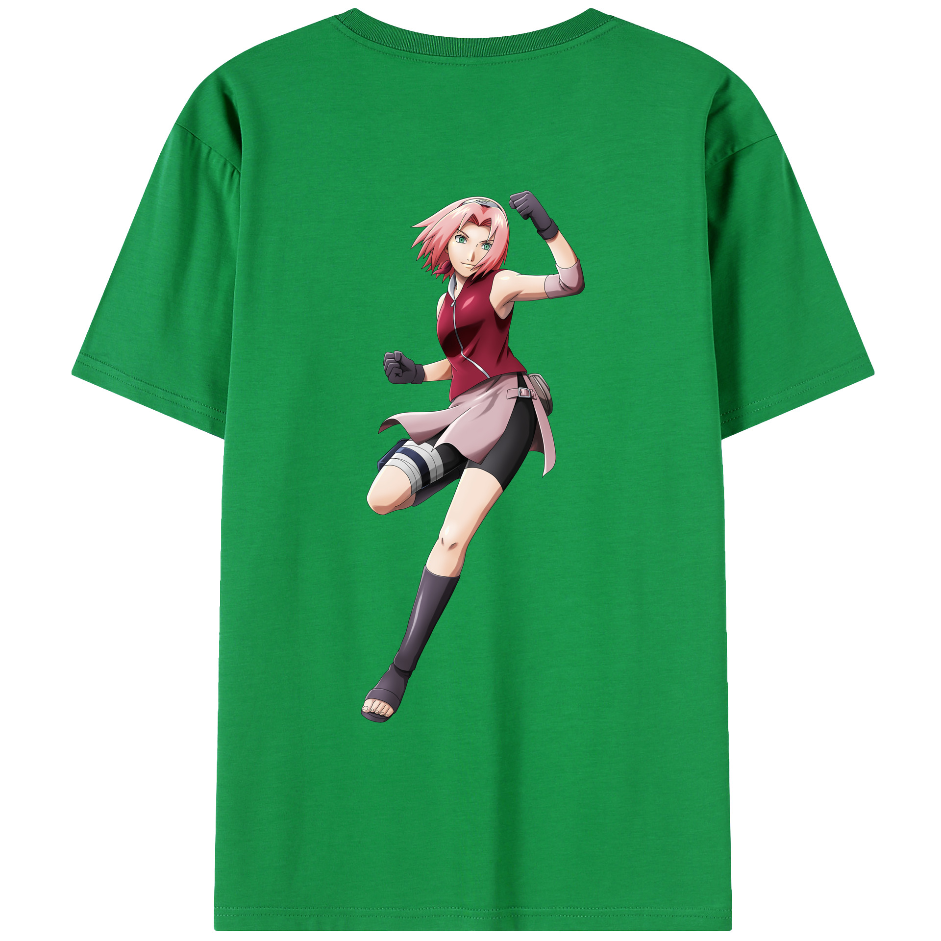 （画像用） NARUTO -ナルト- 春野サクラ Haruno Sakura 綿100％ メンズ半袖Tシャツ（バックプリント） 通気性