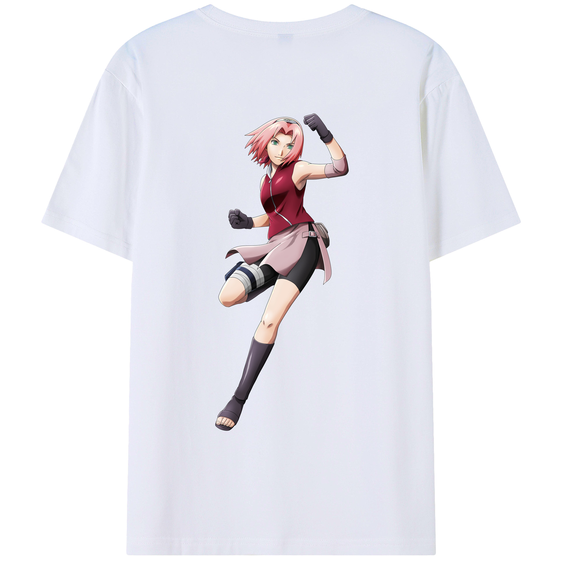 （画像用） NARUTO -ナルト- 春野サクラ Haruno Sakura 綿100％ メンズ半袖Tシャツ（バックプリント） 通気性