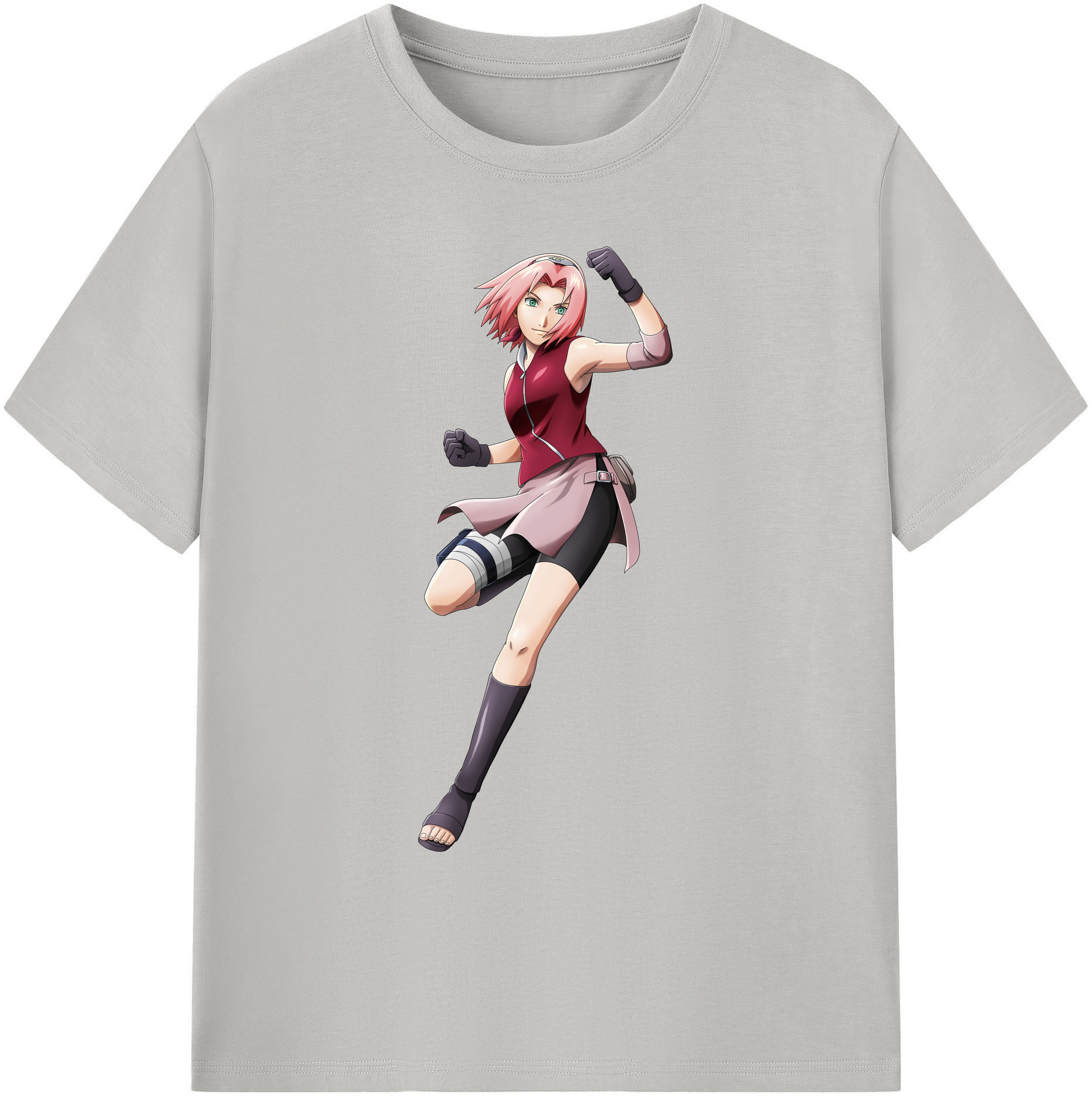 （画像用） NARUTO -ナルト- 春野サクラ Haruno Sakura 綿100％ メンズ半袖Tシャツ｜肌触りやわらか＆通気性