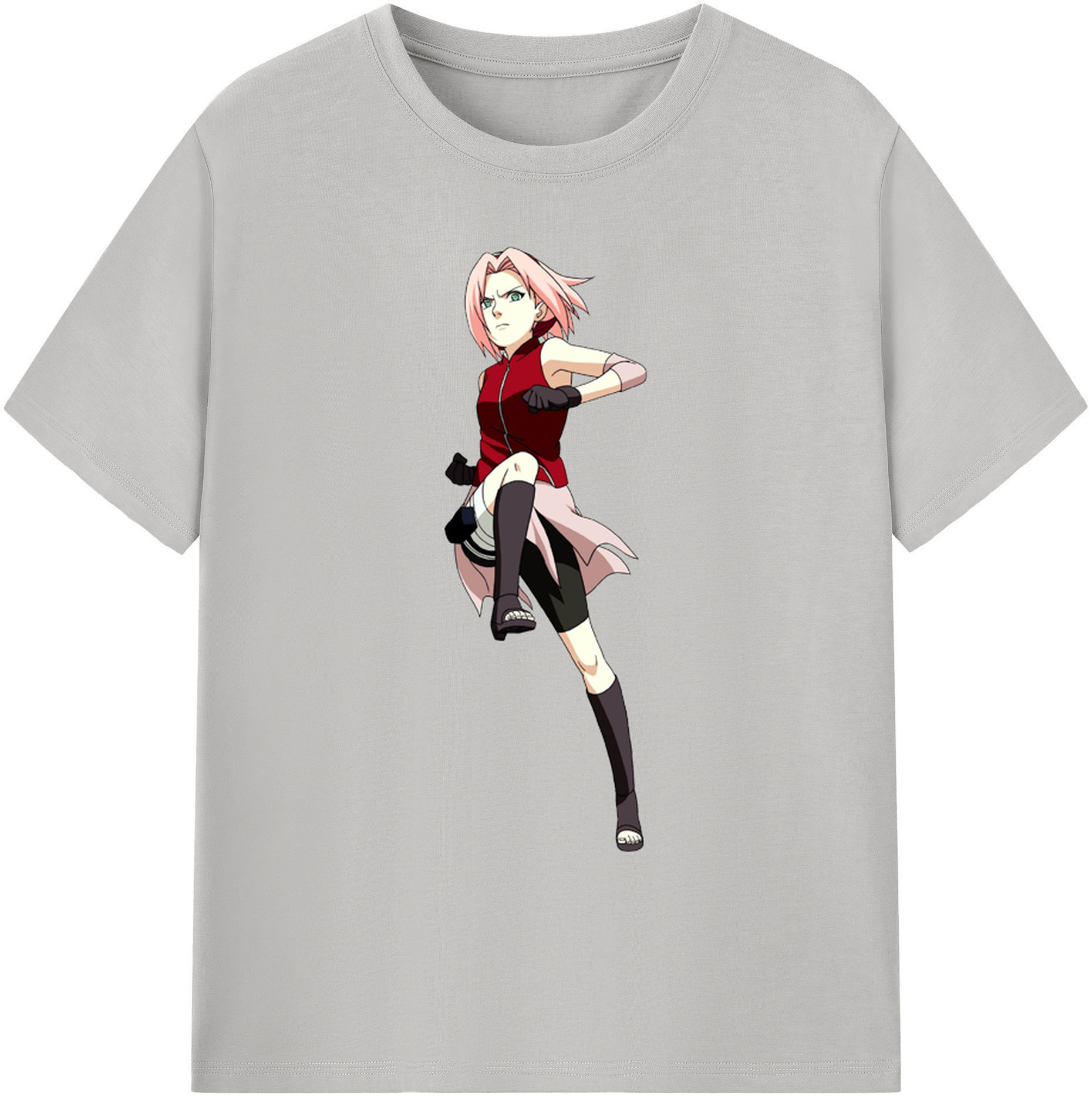 （画像用） NARUTO -ナルト- 春野サクラ Haruno Sakura 綿100％ メンズ半袖Tシャツ｜肌触りやわらか＆通気性
