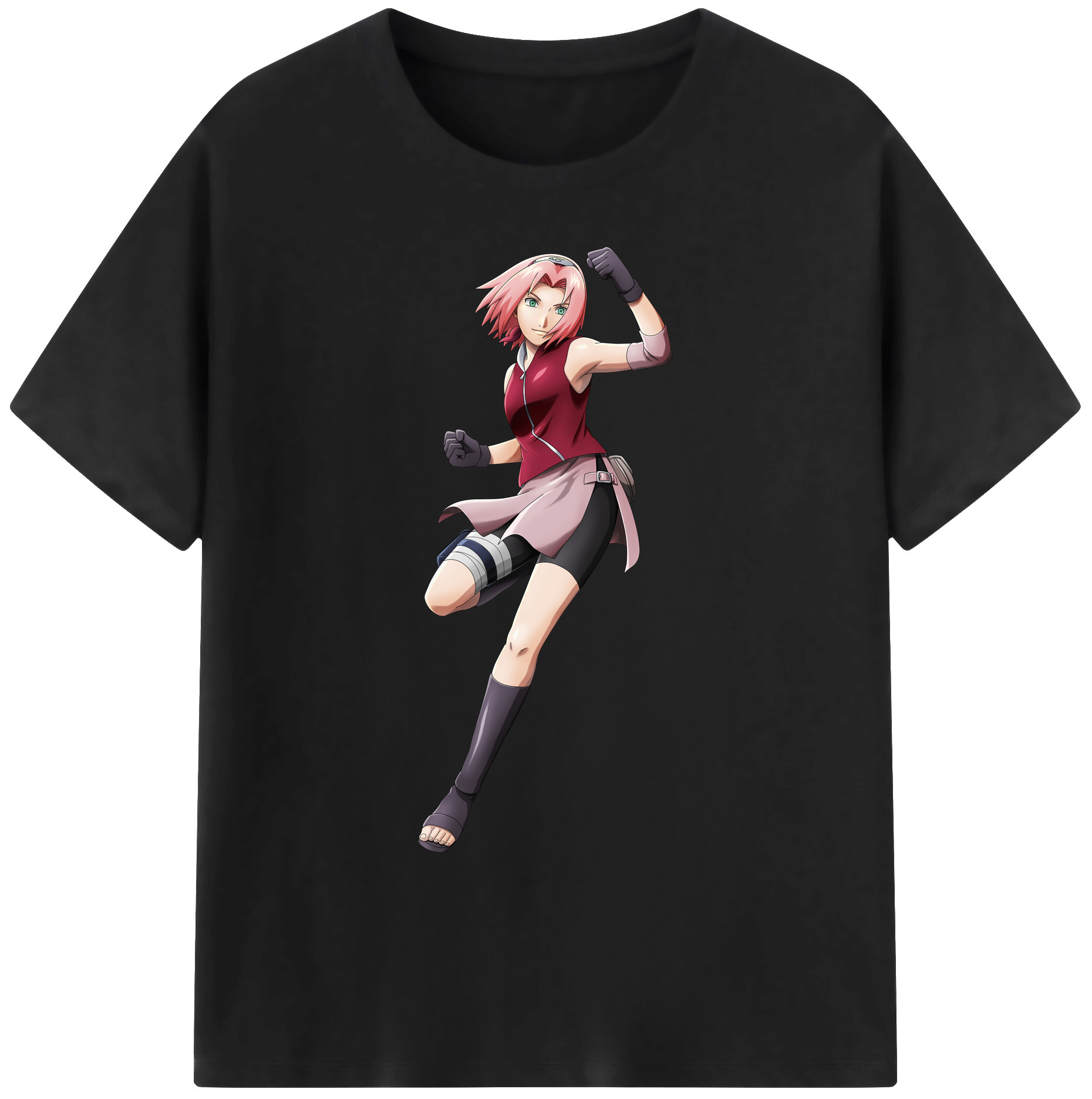 （画像用） NARUTO -ナルト- 春野サクラ Haruno Sakura 綿100％ メンズ半袖Tシャツ｜肌触りやわらか＆通気性