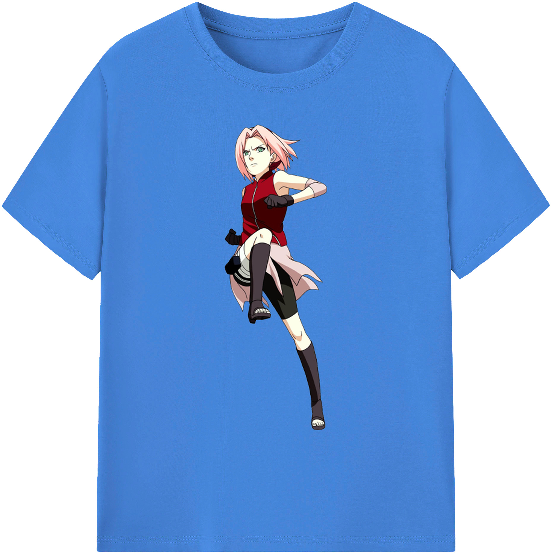 （画像用） NARUTO -ナルト- 春野サクラ Haruno Sakura 綿100％ メンズ半袖Tシャツ｜肌触りやわらか＆通気性