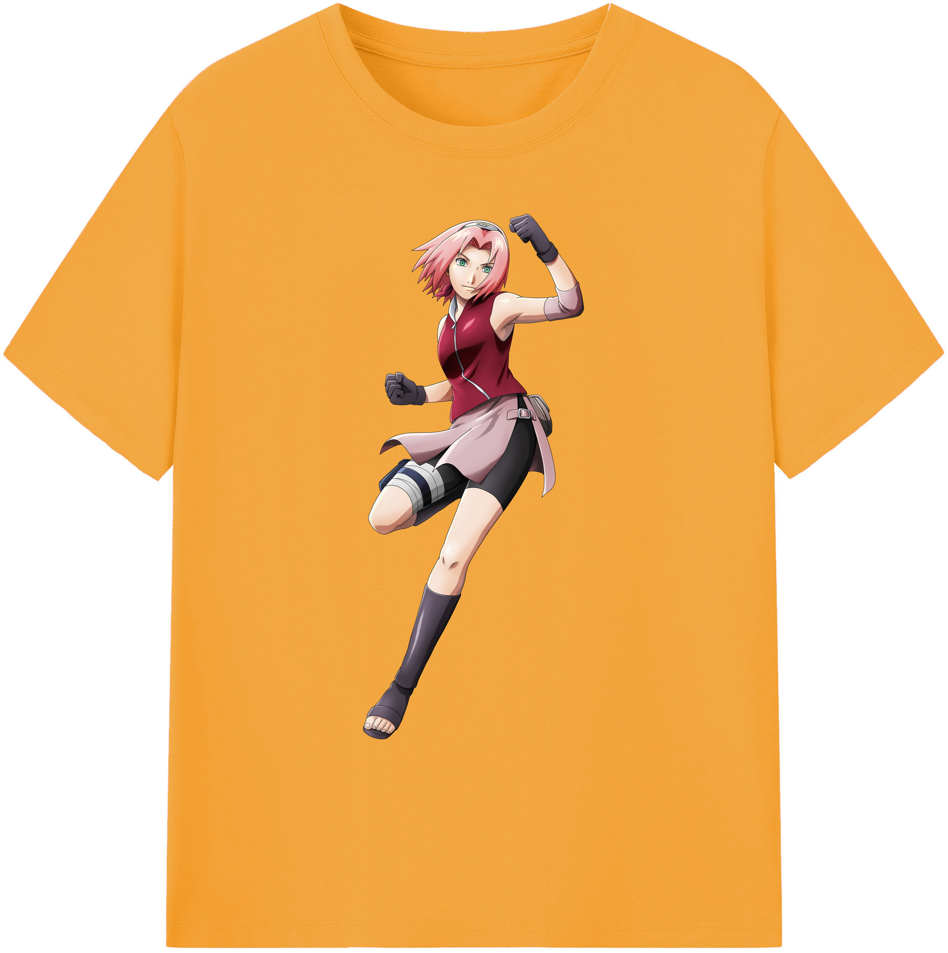 （画像用） NARUTO -ナルト- 春野サクラ Haruno Sakura 綿100％ メンズ半袖Tシャツ｜肌触りやわらか＆通気性