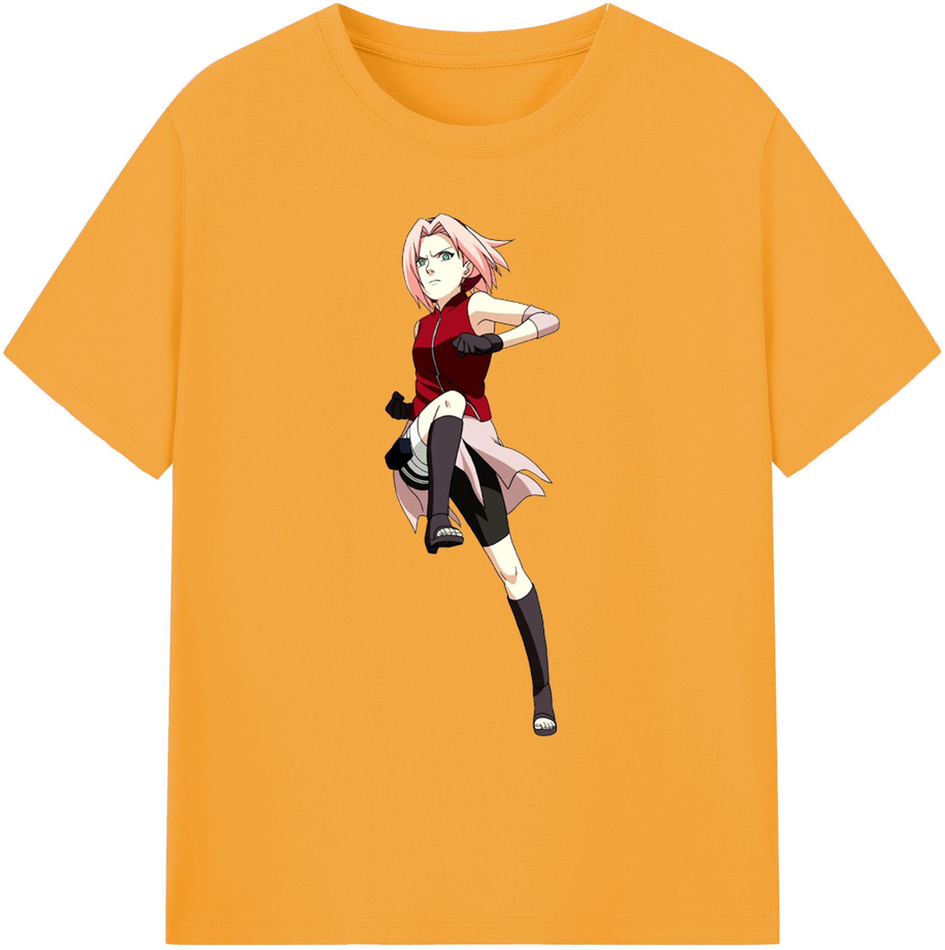（画像用） NARUTO -ナルト- 春野サクラ Haruno Sakura 綿100％ メンズ半袖Tシャツ｜肌触りやわらか＆通気性