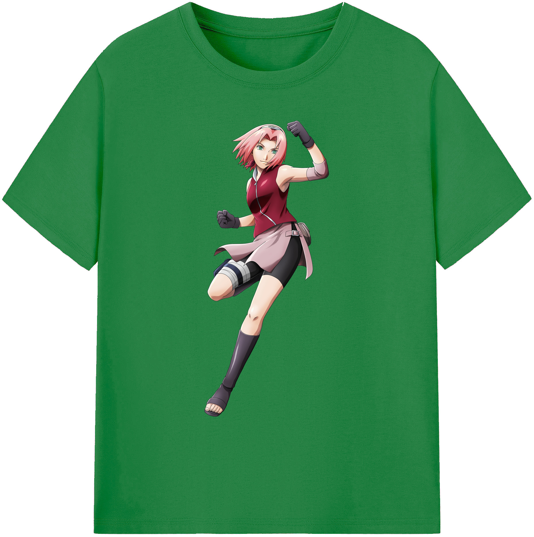 （画像用） NARUTO -ナルト- 春野サクラ Haruno Sakura 綿100％ メンズ半袖Tシャツ｜肌触りやわらか＆通気性