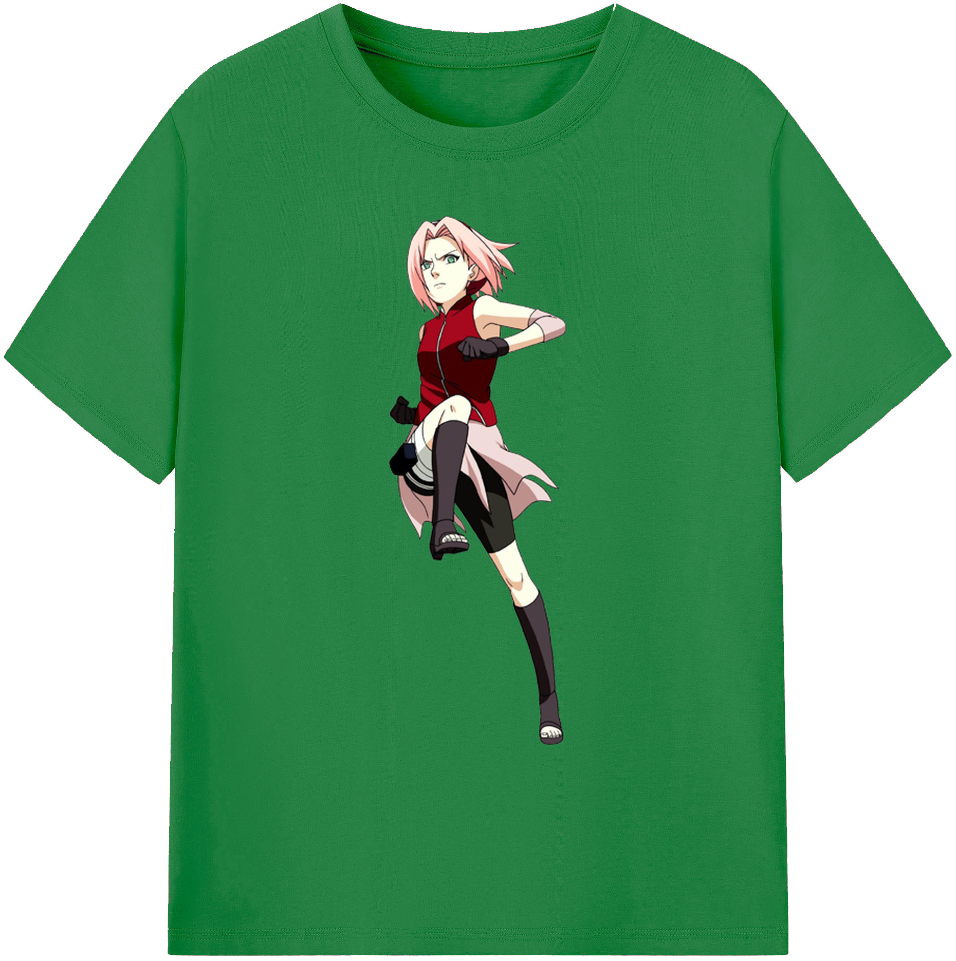 （画像用） NARUTO -ナルト- 春野サクラ Haruno Sakura 綿100％ メンズ半袖Tシャツ｜肌触りやわらか＆通気性