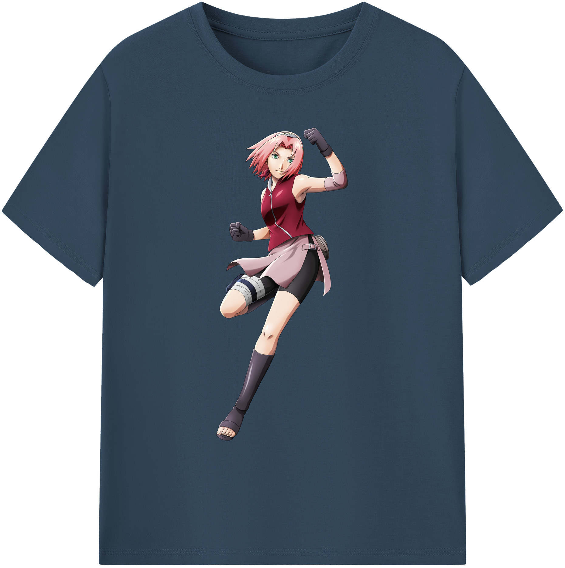 （画像用） NARUTO -ナルト- 春野サクラ Haruno Sakura 綿100％ メンズ半袖Tシャツ｜肌触りやわらか＆通気性
