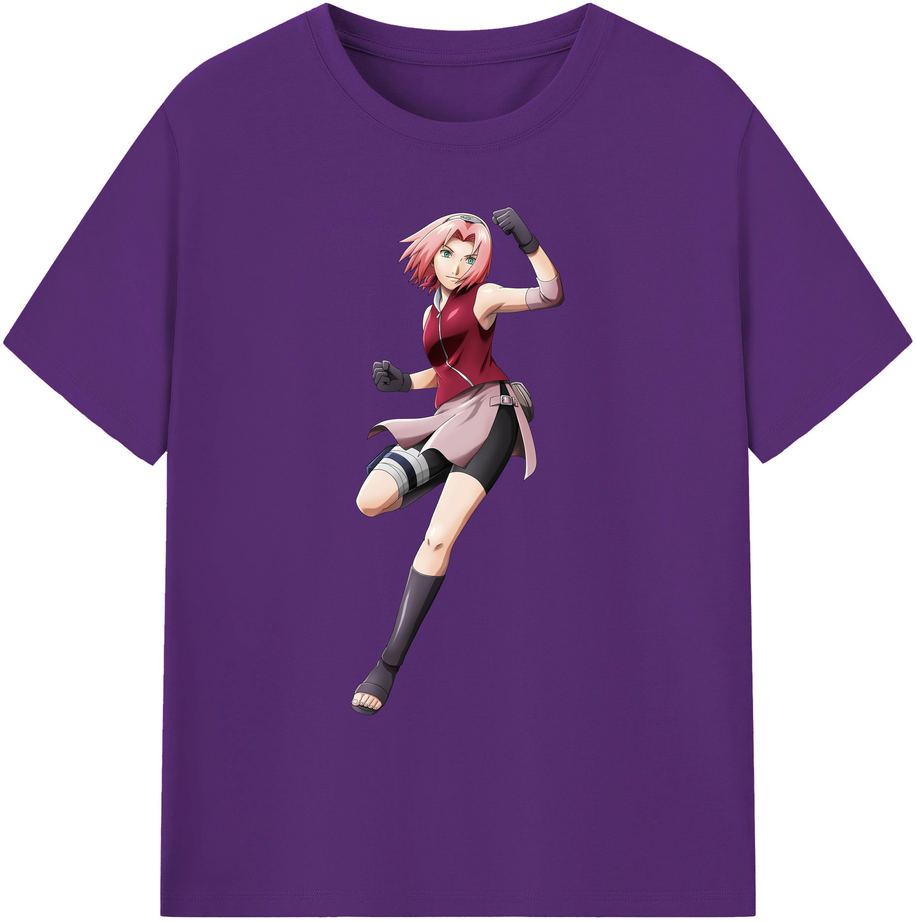 （画像用） NARUTO -ナルト- 春野サクラ Haruno Sakura 綿100％ メンズ半袖Tシャツ｜肌触りやわらか＆通気性
