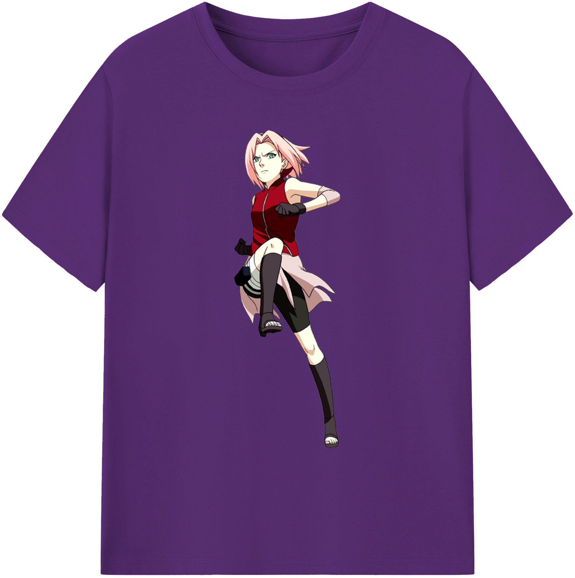 （画像用） NARUTO -ナルト- 春野サクラ Haruno Sakura 綿100％ メンズ半袖Tシャツ｜肌触りやわらか＆通気性