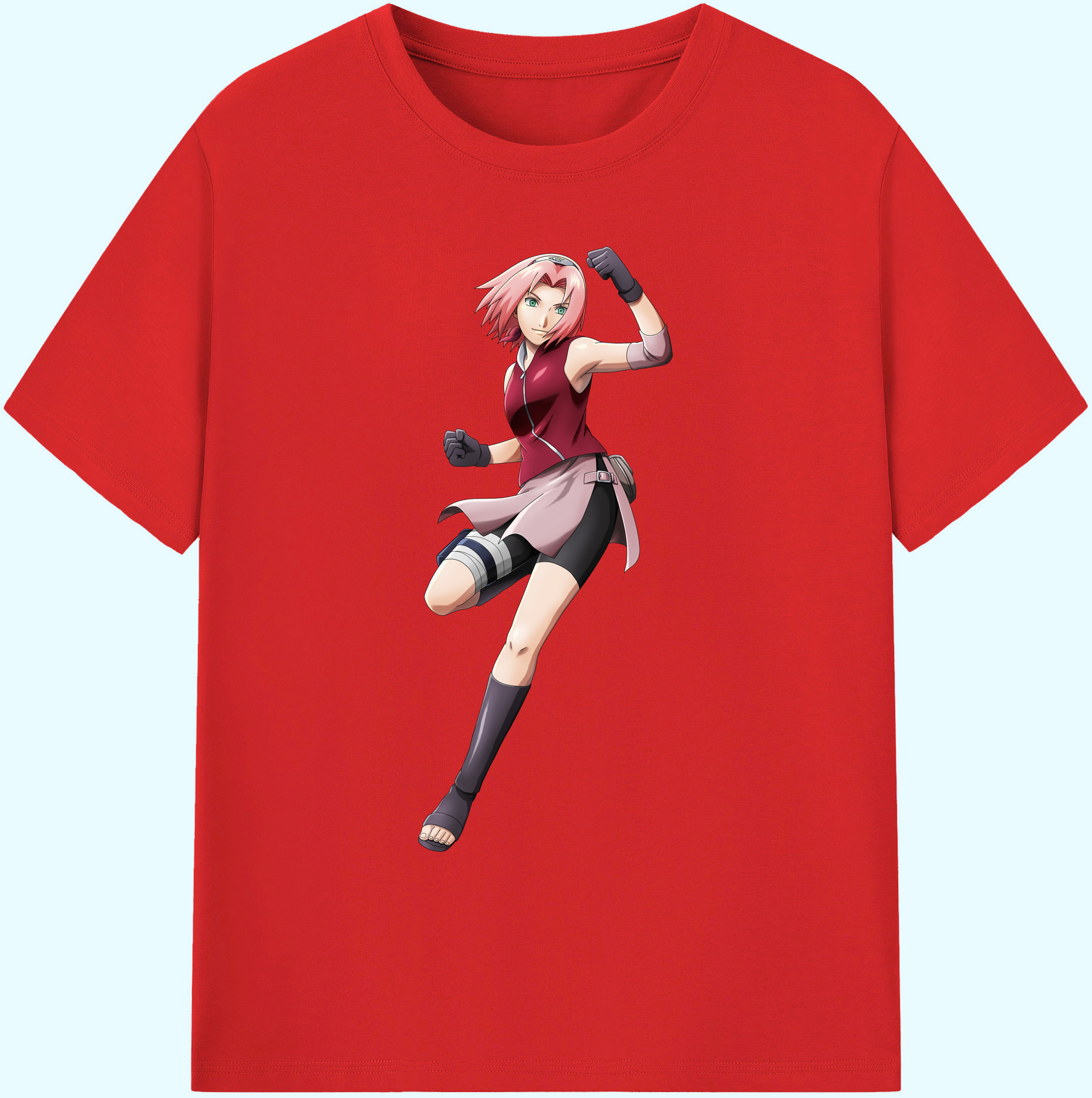 （画像用） NARUTO -ナルト- 春野サクラ Haruno Sakura 綿100％ メンズ半袖Tシャツ｜肌触りやわらか＆通気性