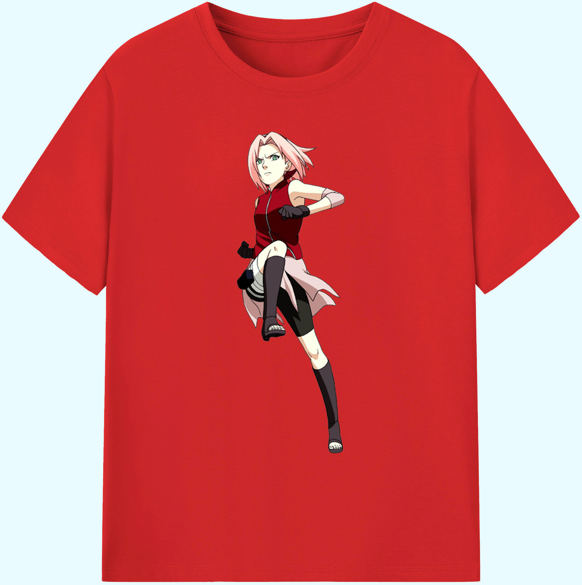 （画像用） NARUTO -ナルト- 春野サクラ Haruno Sakura 綿100％ メンズ半袖Tシャツ｜肌触りやわらか＆通気性