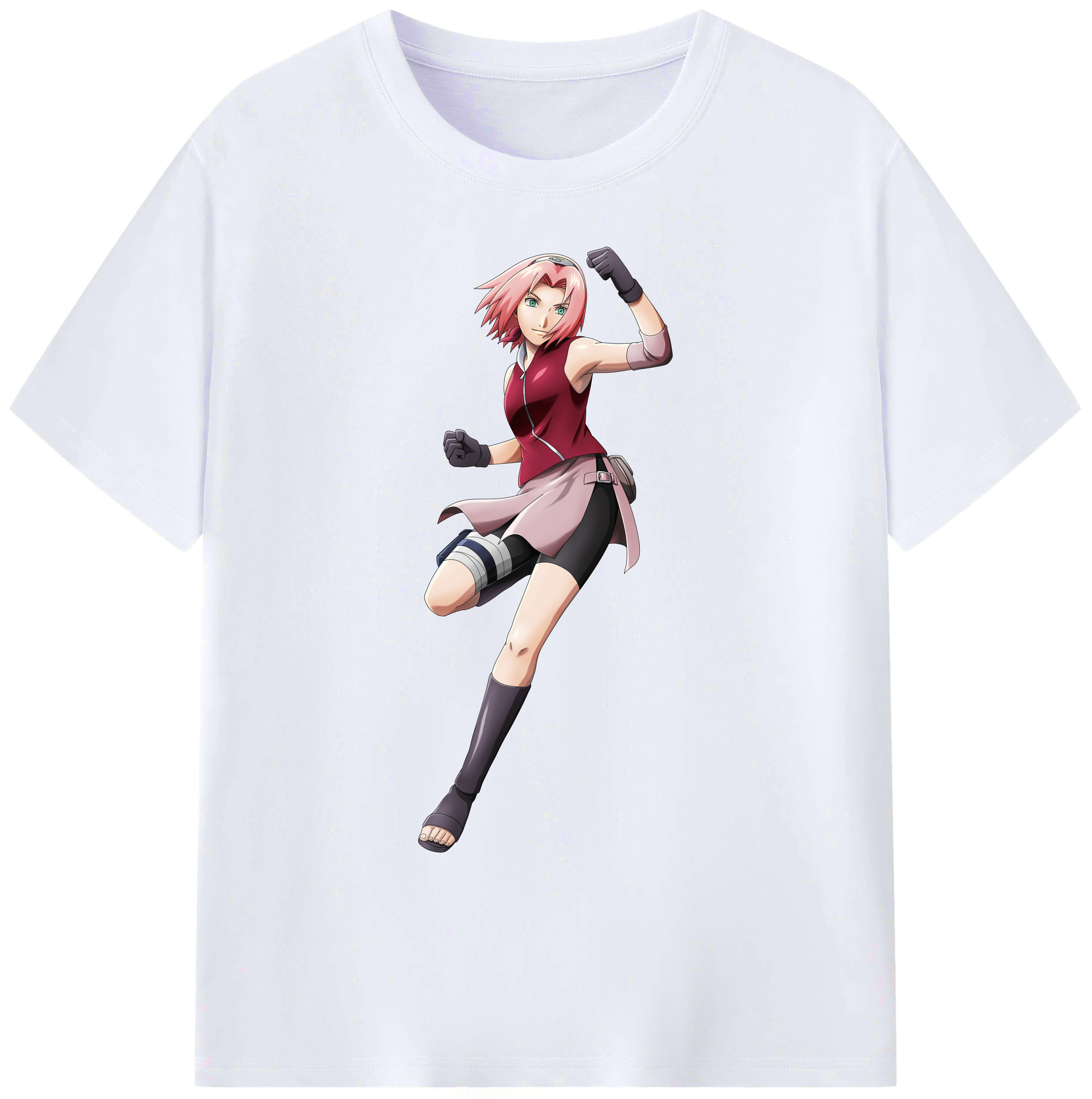 （画像用） NARUTO -ナルト- 春野サクラ Haruno Sakura 綿100％ メンズ半袖Tシャツ｜肌触りやわらか＆通気性