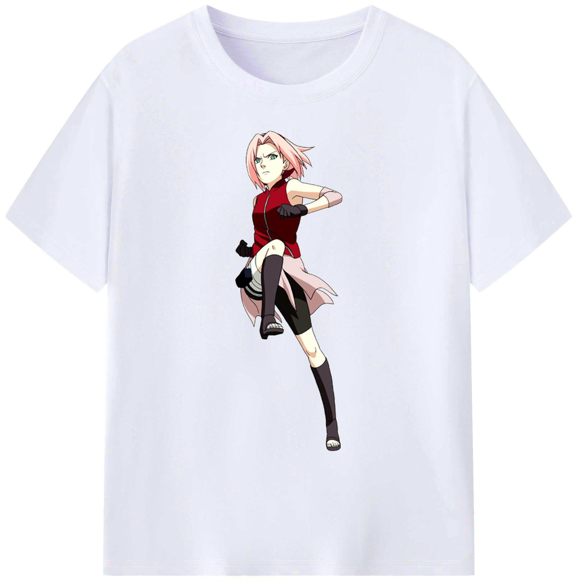 （画像用） NARUTO -ナルト- 春野サクラ Haruno Sakura 綿100％ メンズ半袖Tシャツ｜肌触りやわらか＆通気性