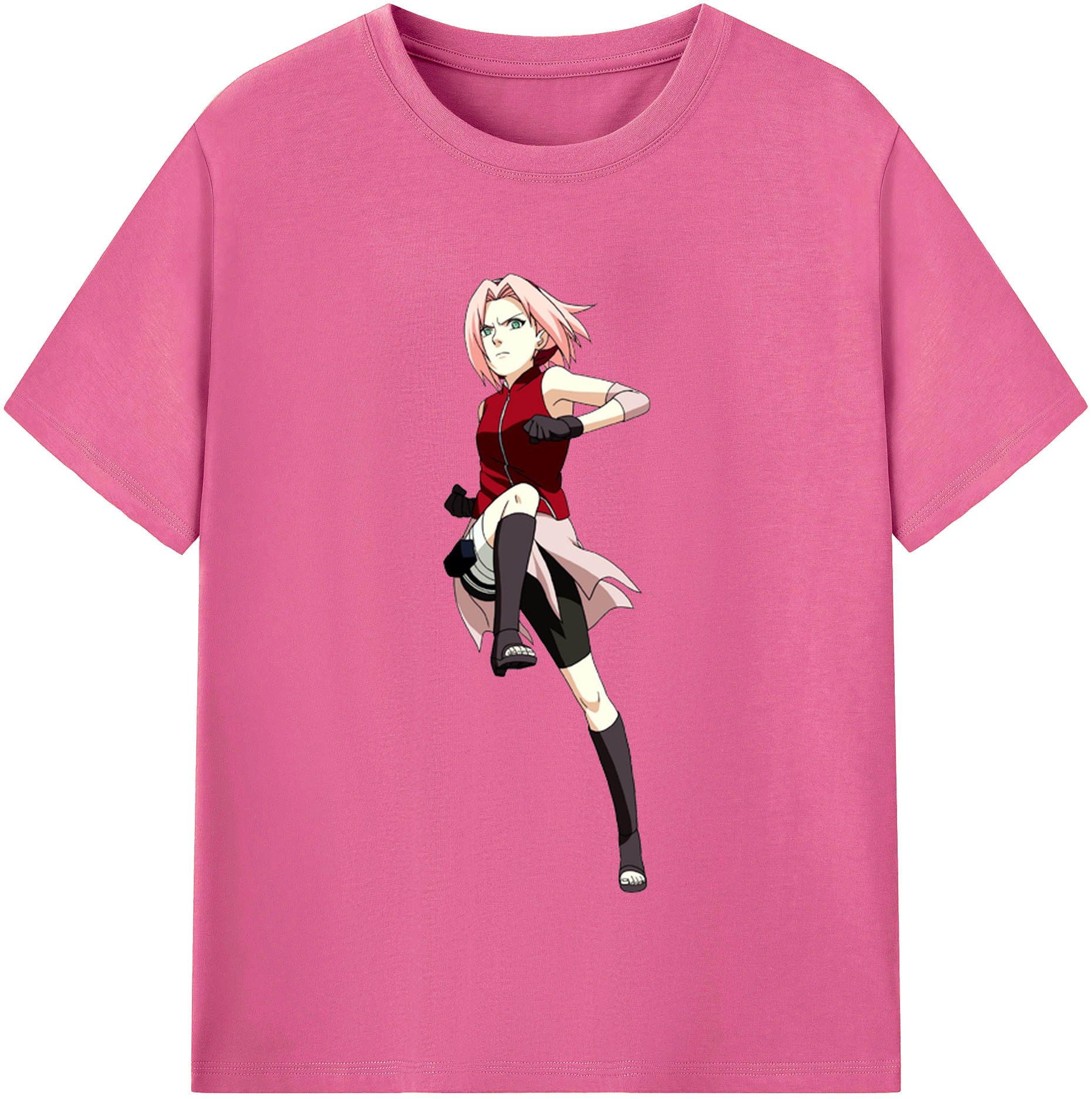 （画像用） NARUTO -ナルト- 春野サクラ Haruno Sakura レディースカジュアルプリントTシャツ（綿100％）