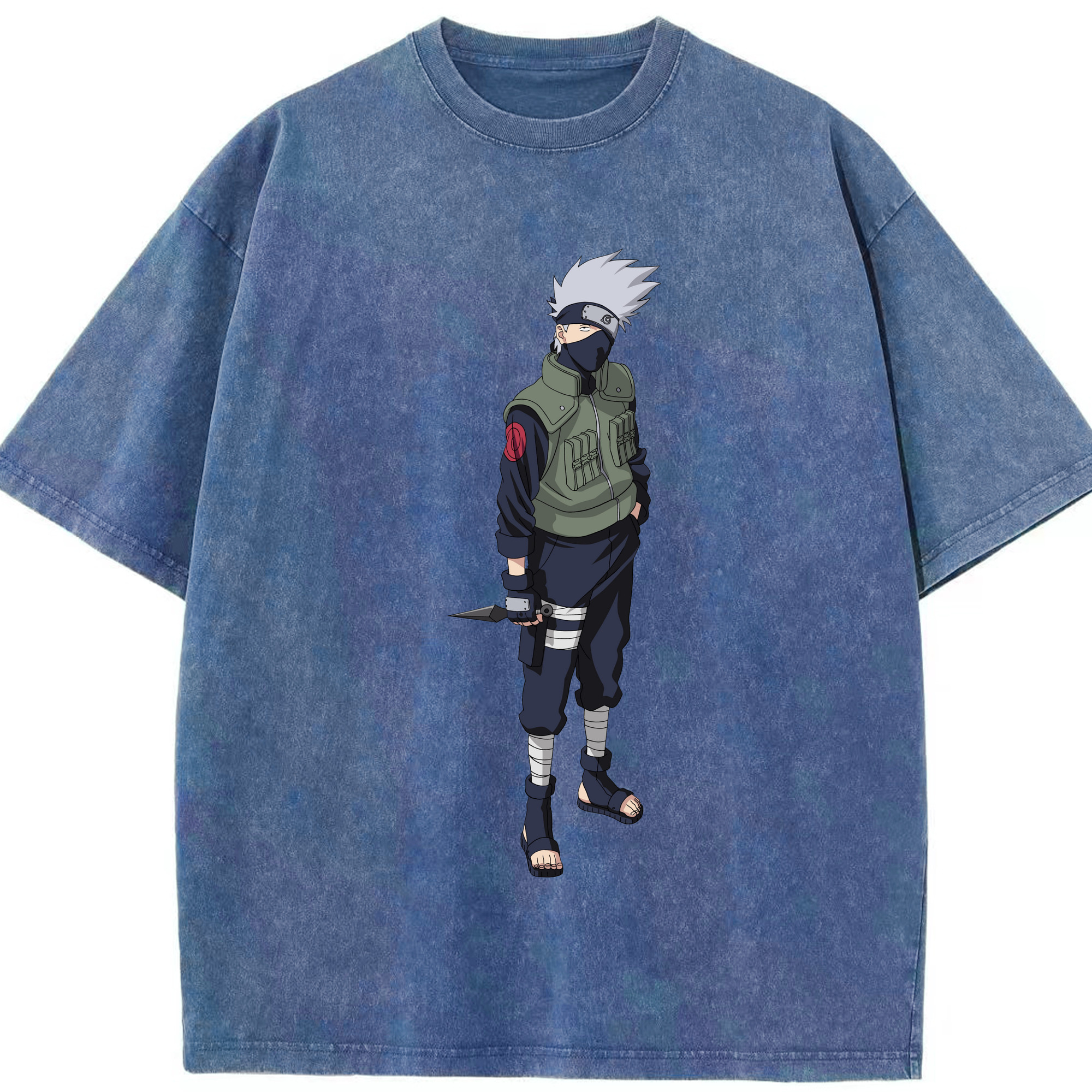（画像用） NARUTO -ナルト- はたけ カカシ Hatake Kakashi 綿100% ヴィンテージ風 半袖Tシャツ（フロントプリント）