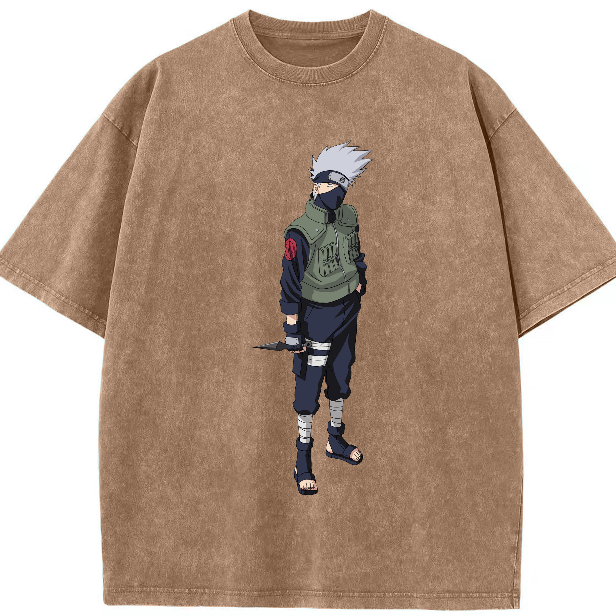 （画像用） NARUTO -ナルト- はたけ カカシ Hatake Kakashi 綿100% ヴィンテージ風 半袖Tシャツ（フロントプリント）