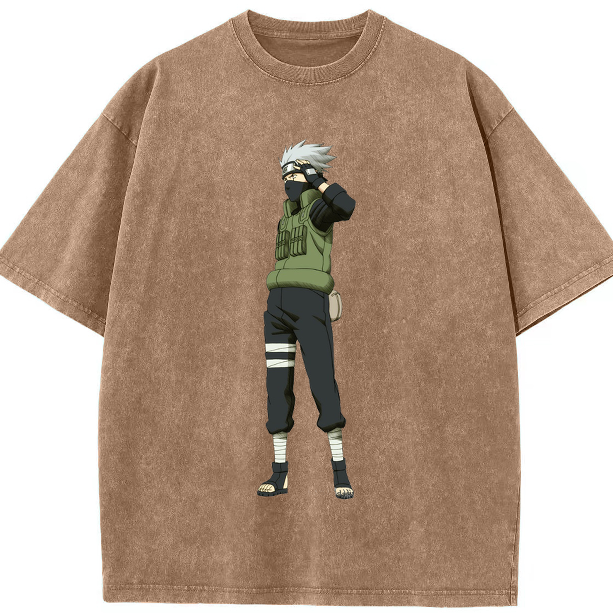 （画像用） NARUTO -ナルト- はたけ カカシ Hatake Kakashi 綿100% ヴィンテージ風 半袖Tシャツ（フロントプリント）