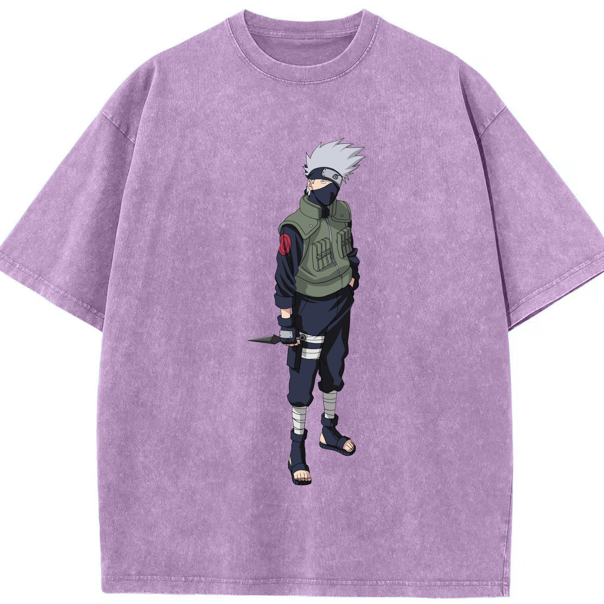 （画像用） NARUTO -ナルト- はたけ カカシ Hatake Kakashi 綿100% ヴィンテージ風 半袖Tシャツ（フロントプリント）