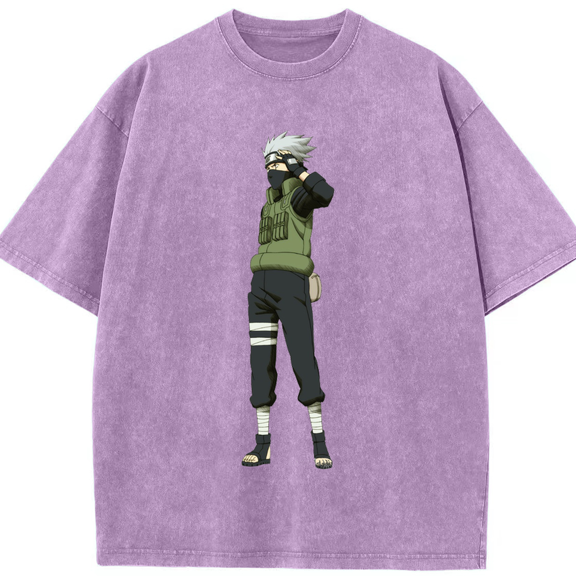 （画像用） NARUTO -ナルト- はたけ カカシ Hatake Kakashi 綿100% ヴィンテージ風 半袖Tシャツ（フロントプリント）