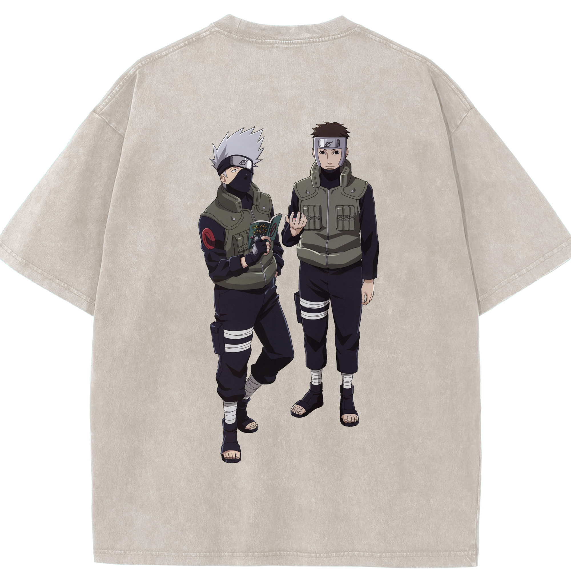 （画像用） NARUTO -ナルト- はたけ カカシ Hatake Kakashi 綿100% ヴィンテージ風 半袖Tシャツ（背面プリント）
