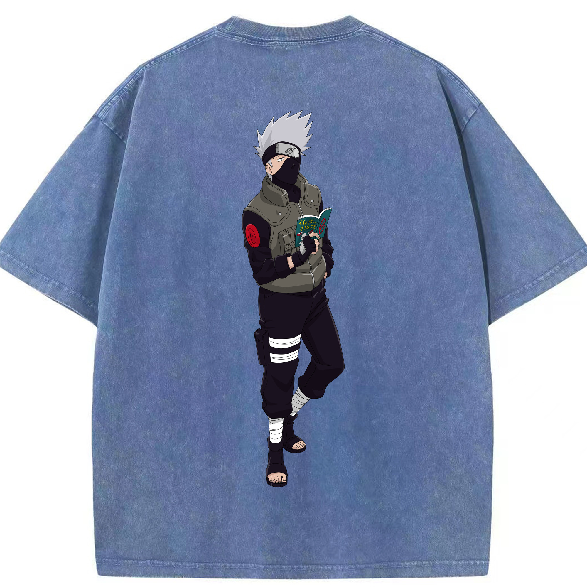 （画像用） NARUTO -ナルト- はたけ カカシ Hatake Kakashi 綿100% ヴィンテージ風 半袖Tシャツ（背面プリント）