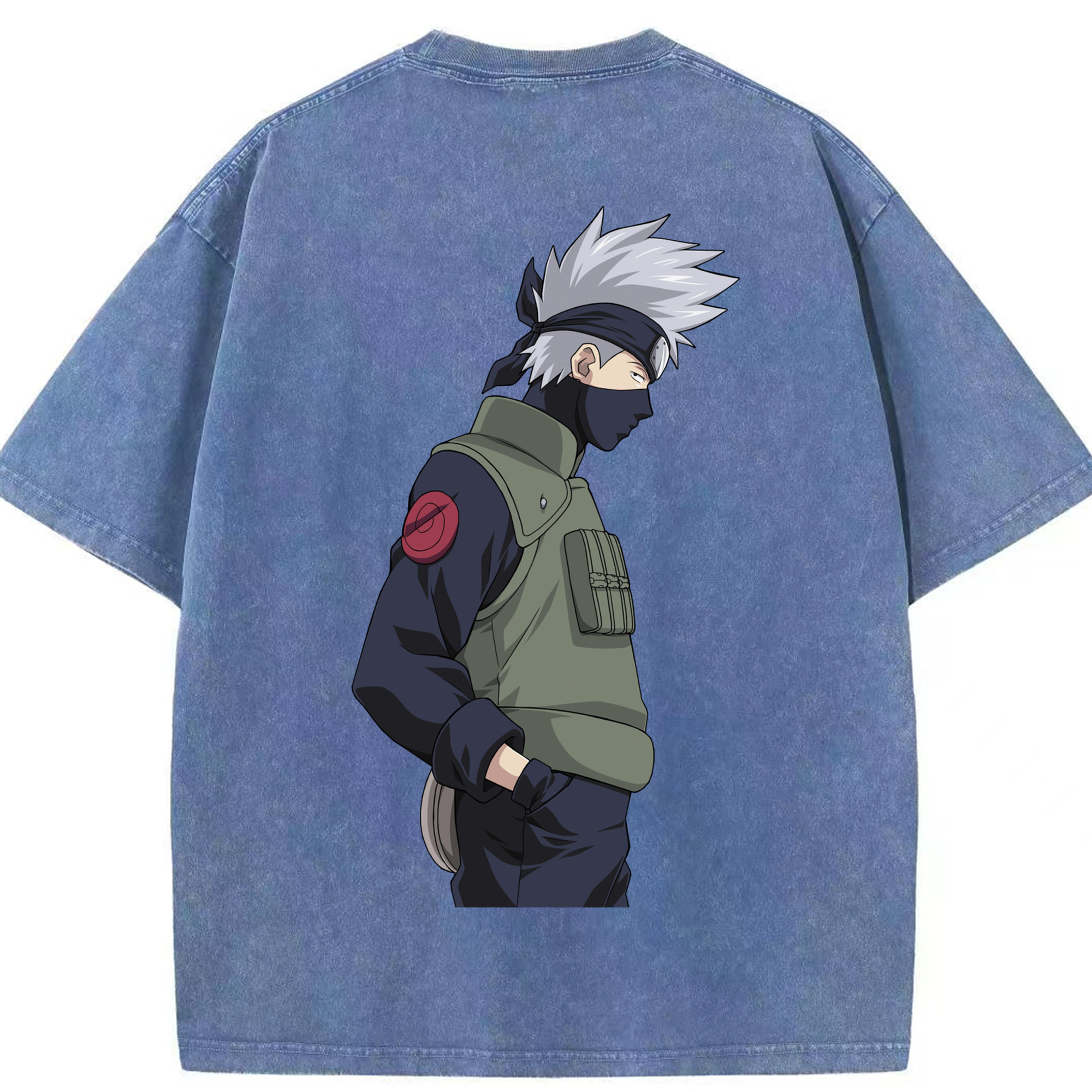 （画像用） NARUTO -ナルト- はたけ カカシ Hatake Kakashi 綿100% ヴィンテージ風 半袖Tシャツ（背面プリント）