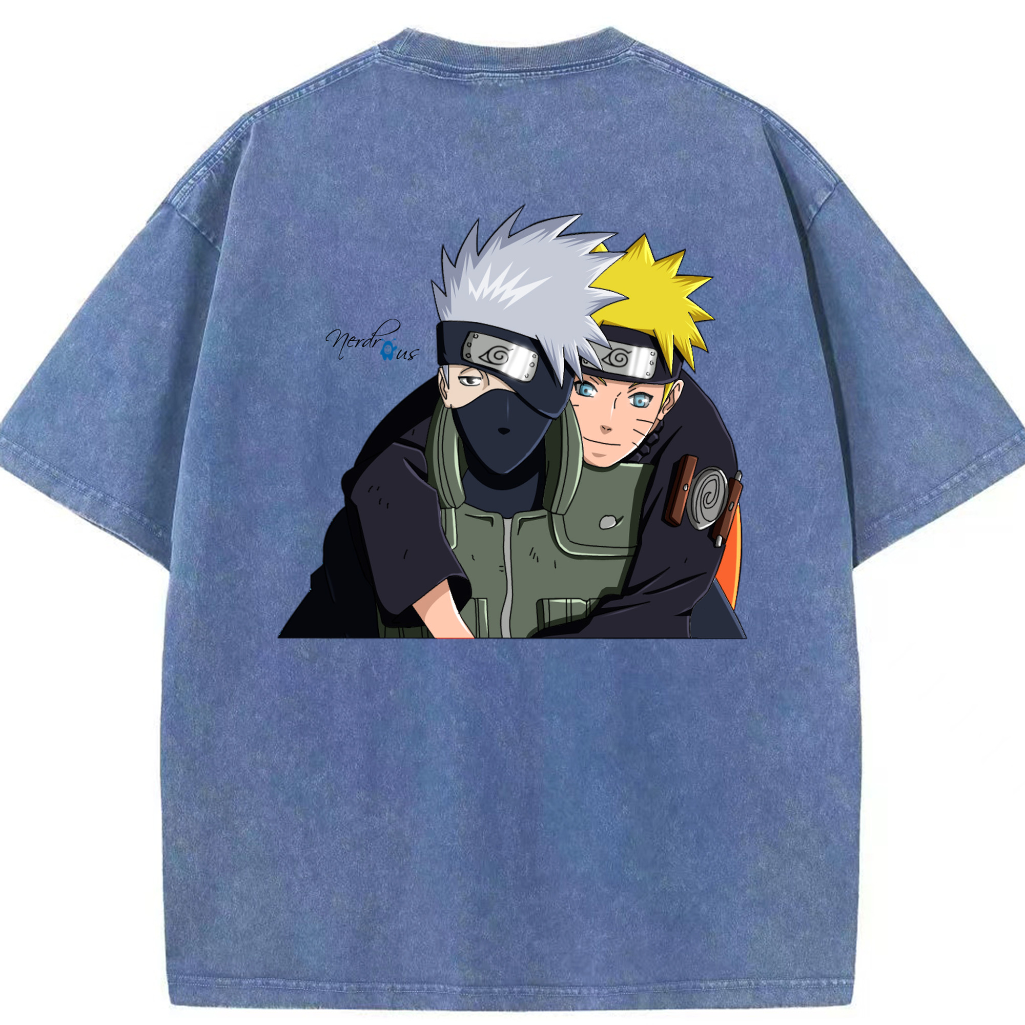 （画像用） NARUTO -ナルト- はたけ カカシ Hatake Kakashi 綿100% ヴィンテージ風 半袖Tシャツ（背面プリント）