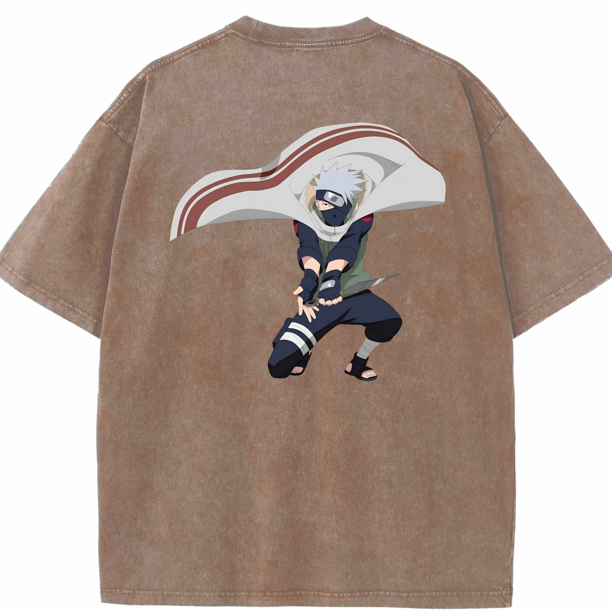 （画像用） NARUTO -ナルト- はたけ カカシ Hatake Kakashi 綿100% ヴィンテージ風 半袖Tシャツ（背面プリント）