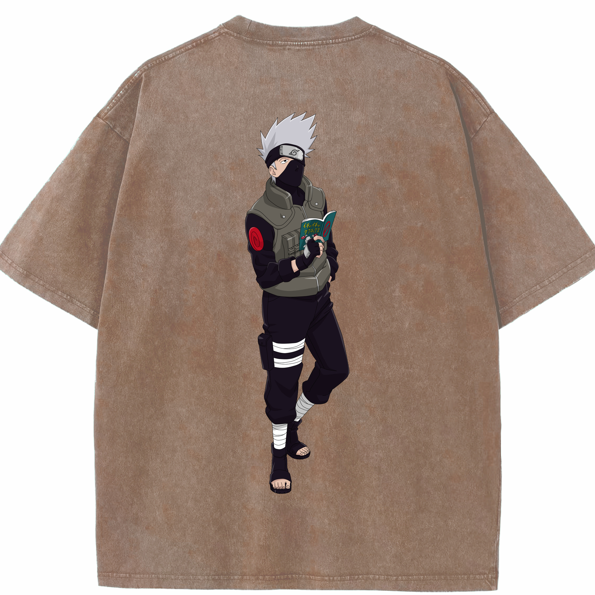 （画像用） NARUTO -ナルト- はたけ カカシ Hatake Kakashi 綿100% ヴィンテージ風 半袖Tシャツ（背面プリント）