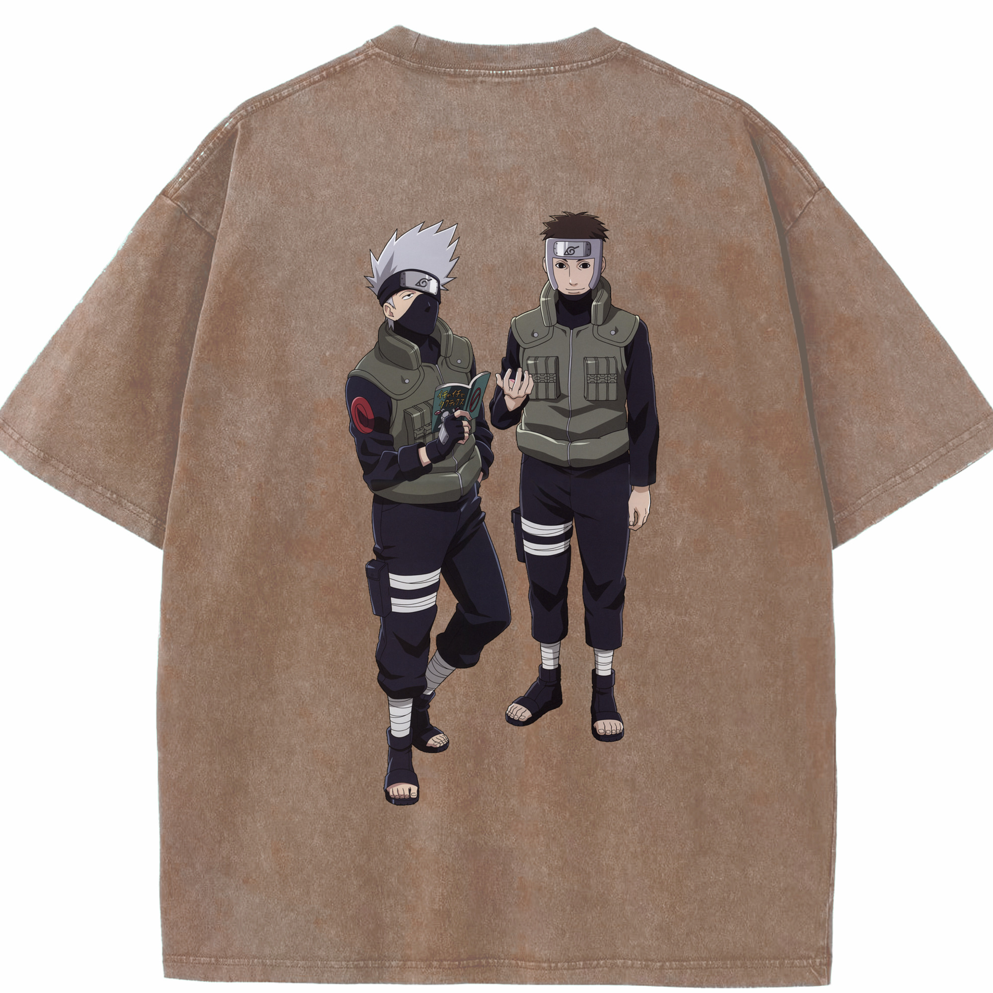 （画像用） NARUTO -ナルト- はたけ カカシ Hatake Kakashi 綿100% ヴィンテージ風 半袖Tシャツ（背面プリント）