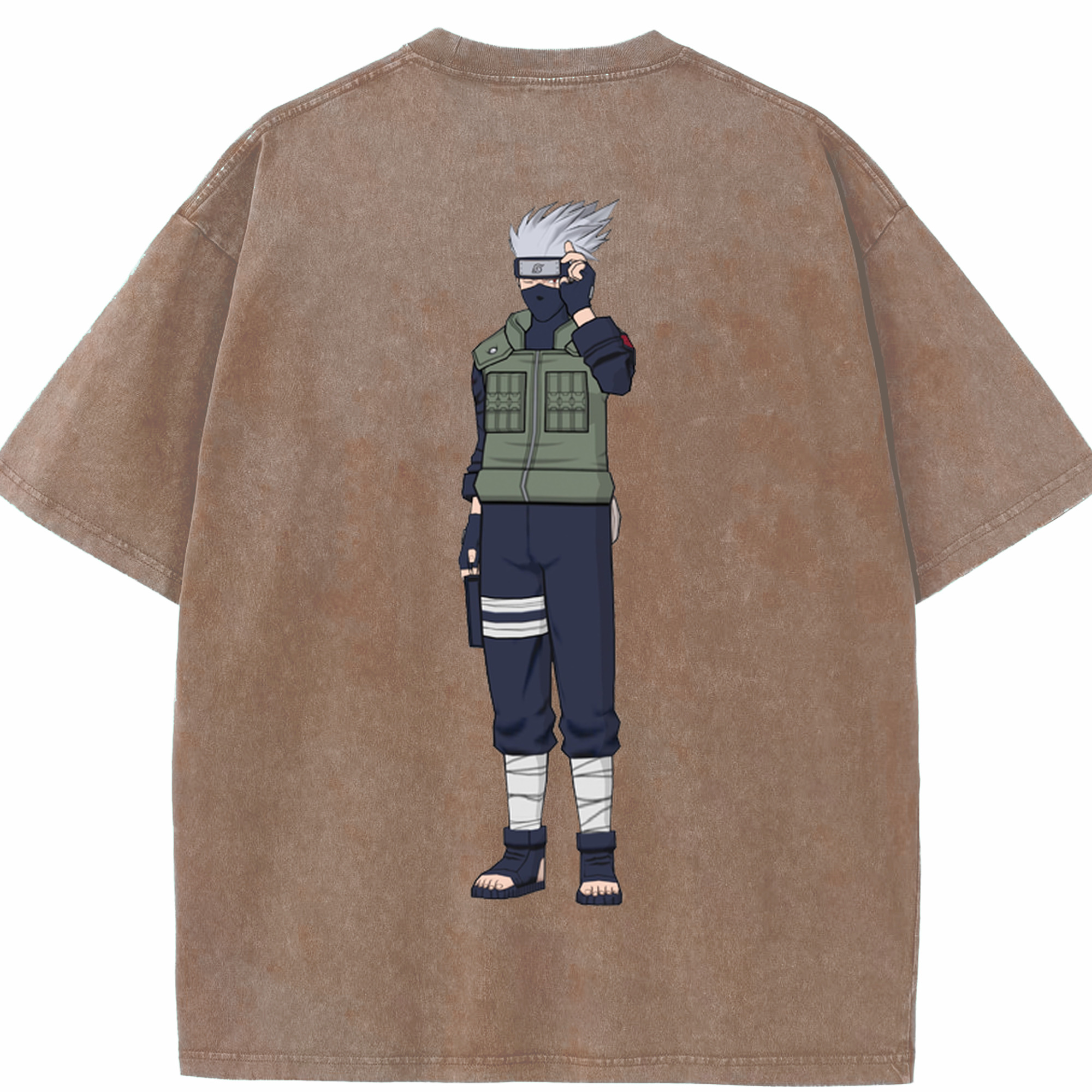 （画像用） NARUTO -ナルト- はたけ カカシ Hatake Kakashi 綿100% ヴィンテージ風 半袖Tシャツ（背面プリント）