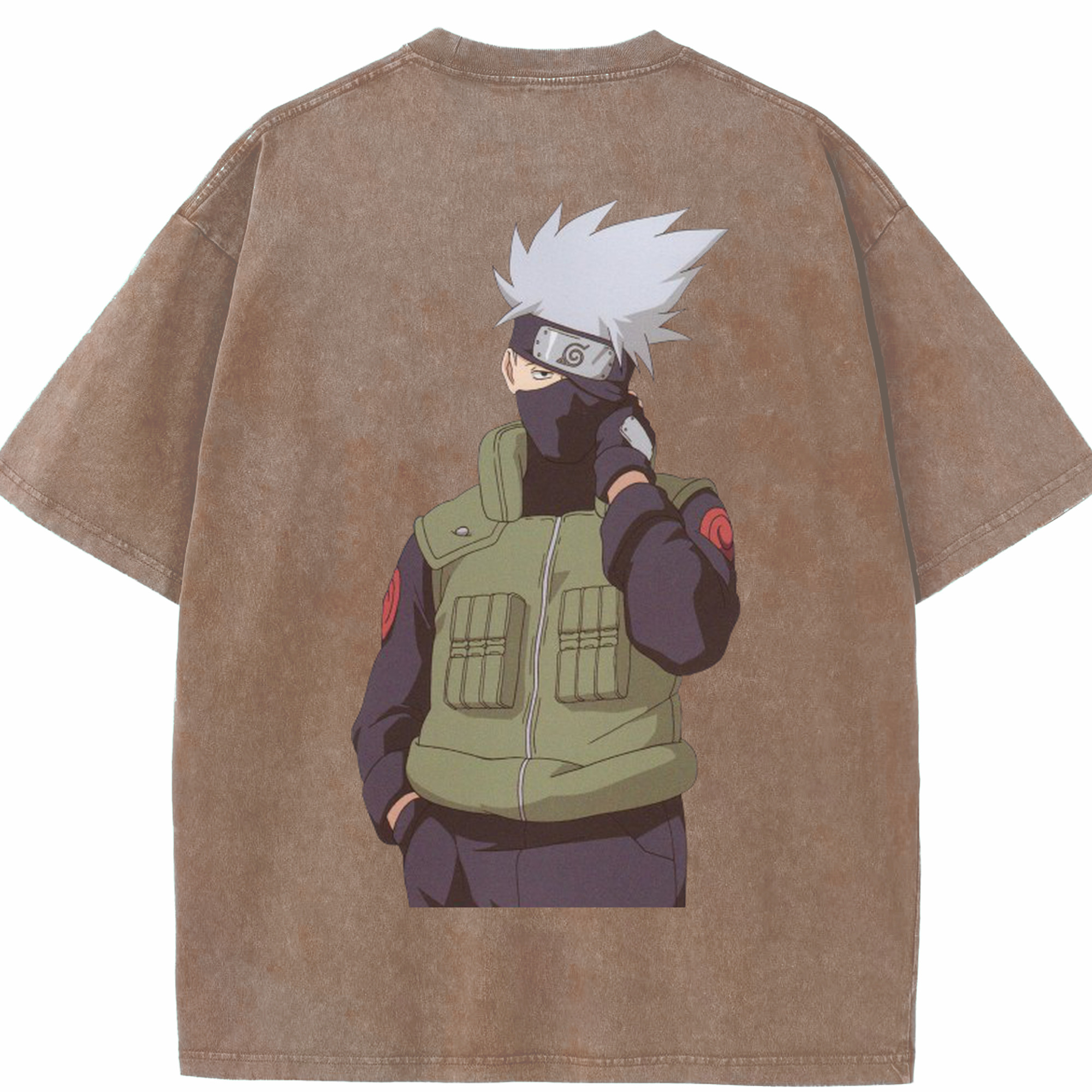 （画像用） NARUTO -ナルト- はたけ カカシ Hatake Kakashi 綿100% ヴィンテージ風 半袖Tシャツ（背面プリント）