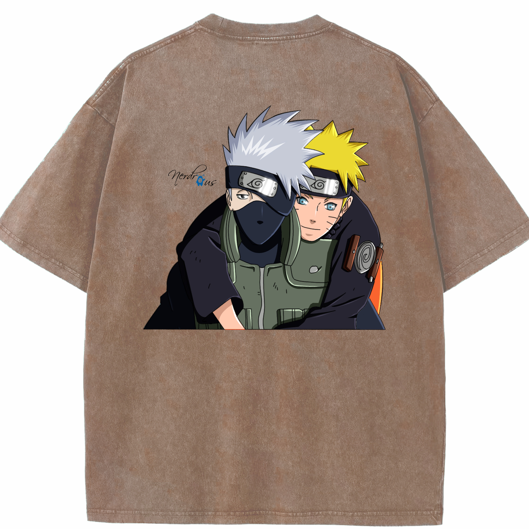 （画像用） NARUTO -ナルト- はたけ カカシ Hatake Kakashi 綿100% ヴィンテージ風 半袖Tシャツ（背面プリント）