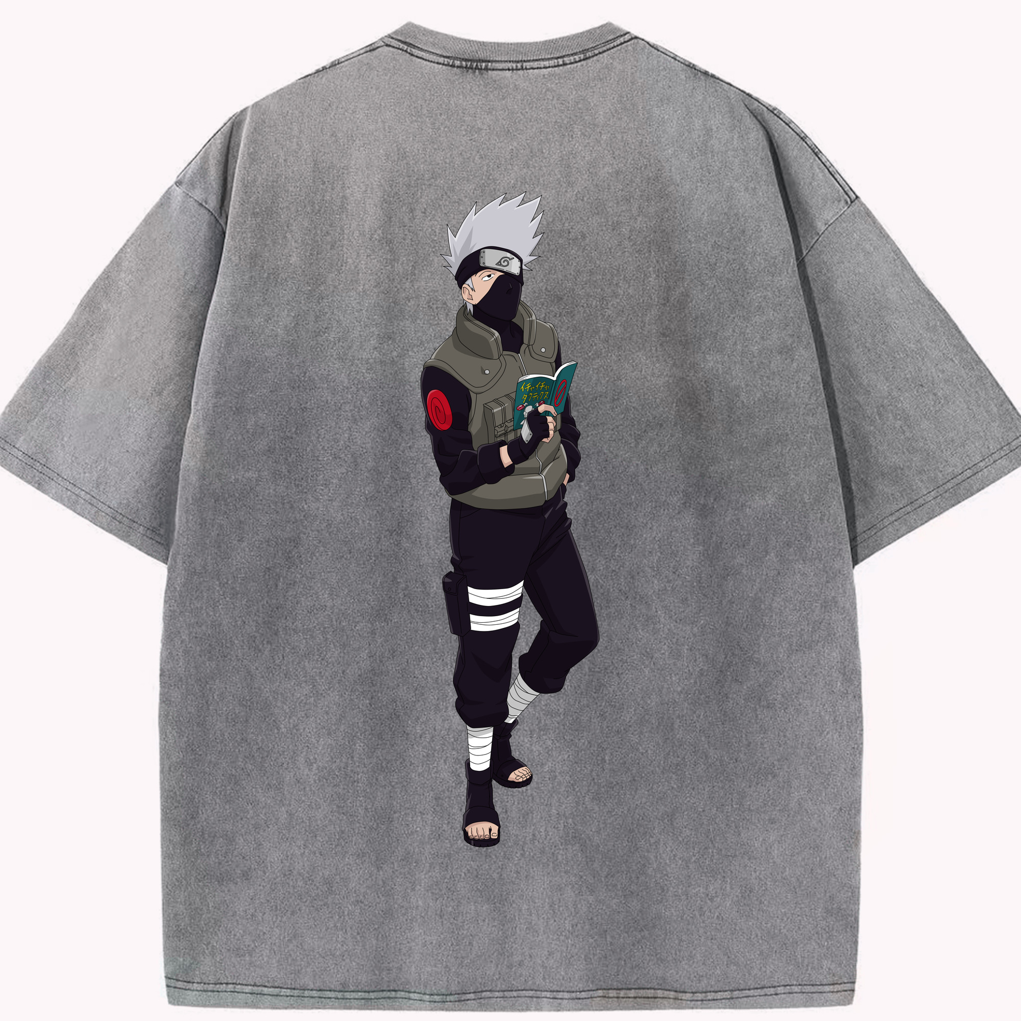 （画像用） NARUTO -ナルト- はたけ カカシ Hatake Kakashi 綿100% ヴィンテージ風 半袖Tシャツ（背面プリント）