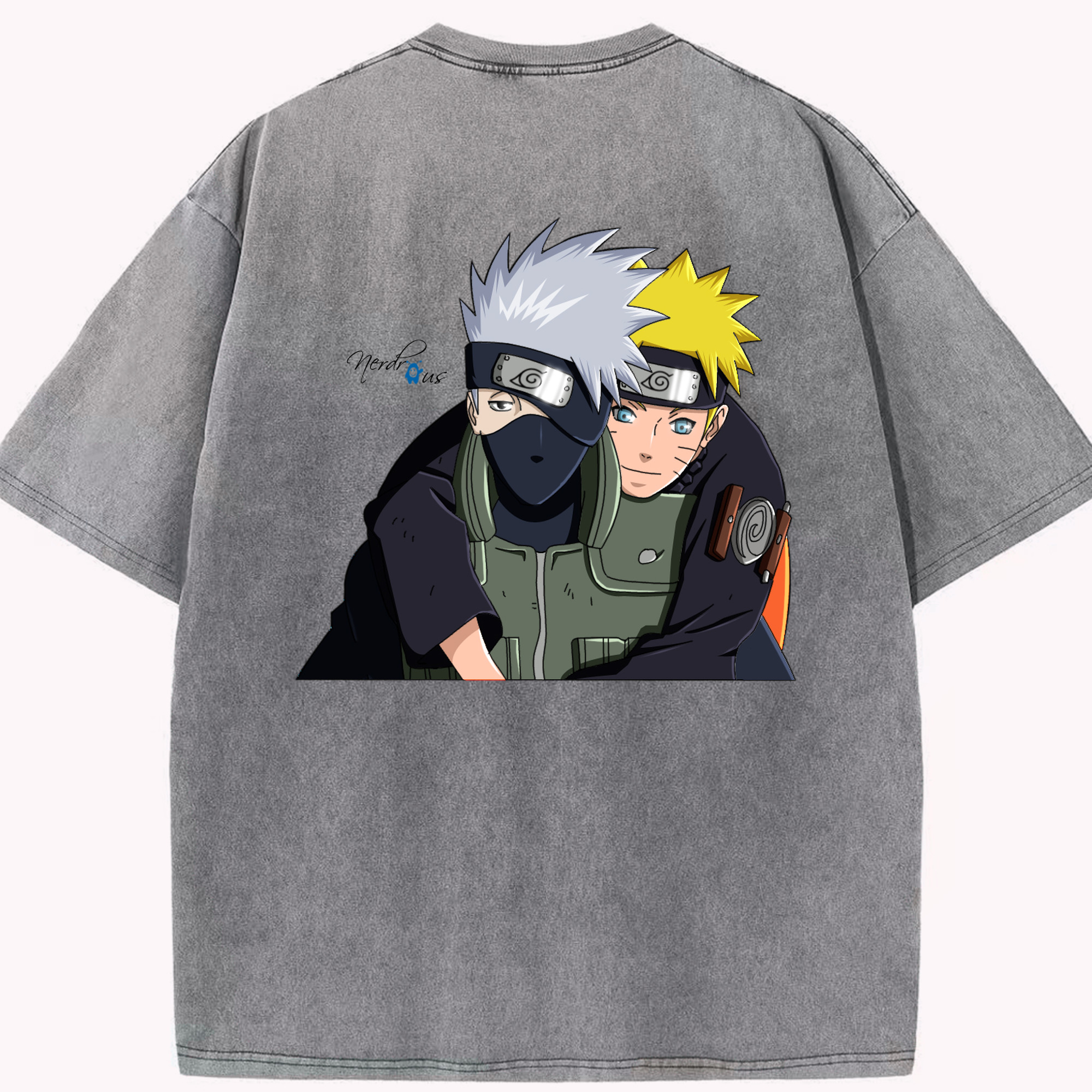 （画像用） NARUTO -ナルト- はたけ カカシ Hatake Kakashi 綿100% ヴィンテージ風 半袖Tシャツ（背面プリント）