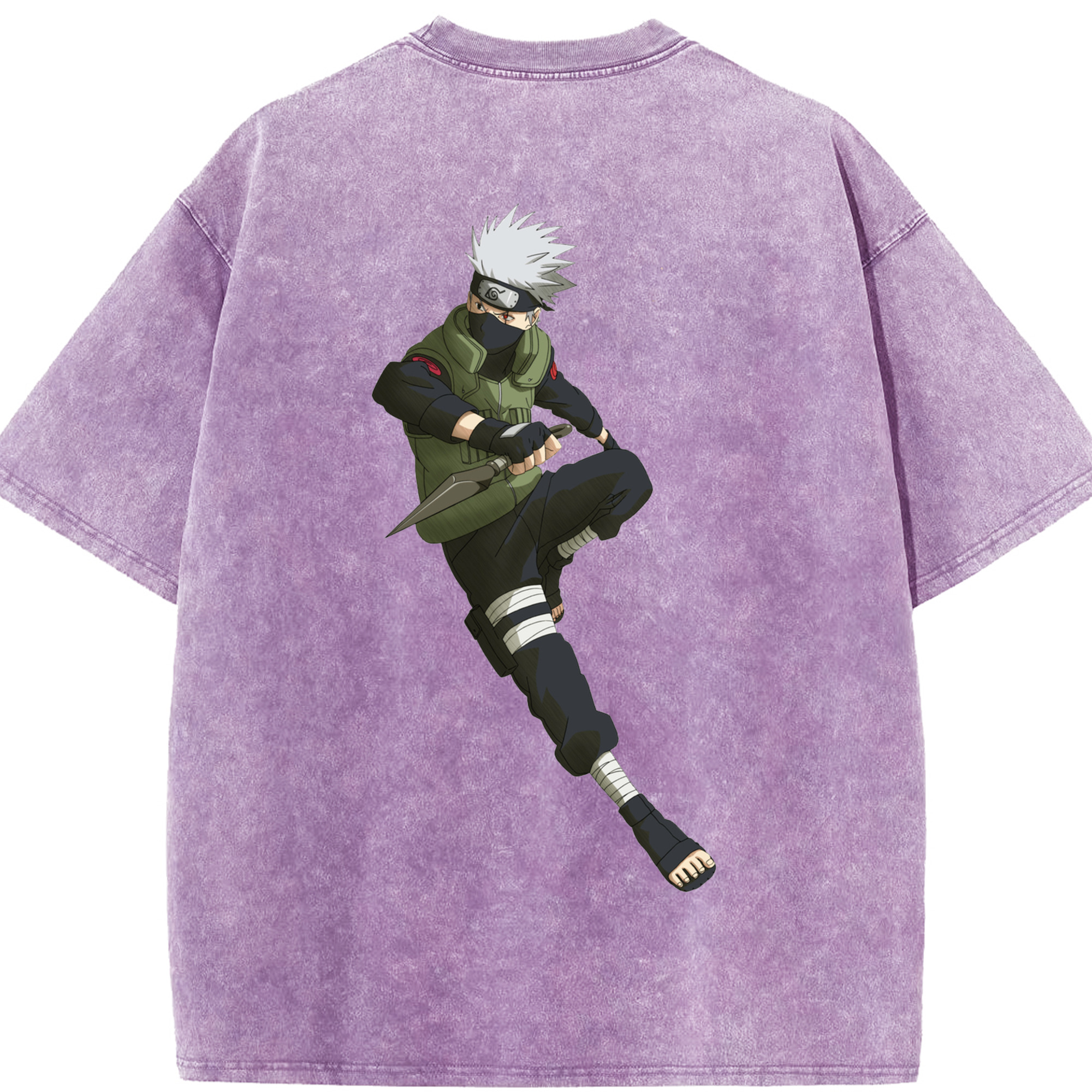 （画像用） NARUTO -ナルト- はたけ カカシ Hatake Kakashi 綿100% ヴィンテージ風 半袖Tシャツ（背面プリント）