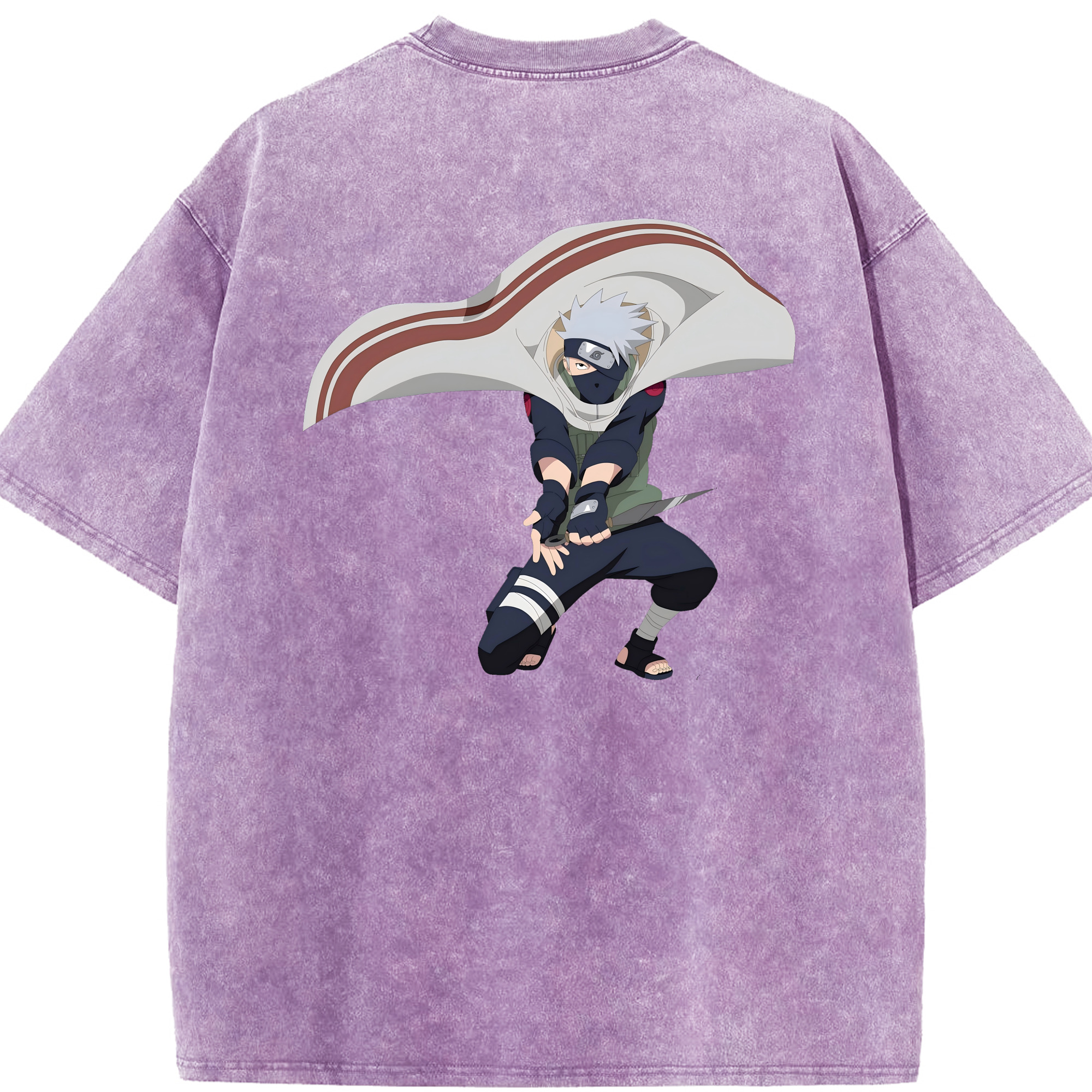（画像用） NARUTO -ナルト- はたけ カカシ Hatake Kakashi 綿100% ヴィンテージ風 半袖Tシャツ（背面プリント）